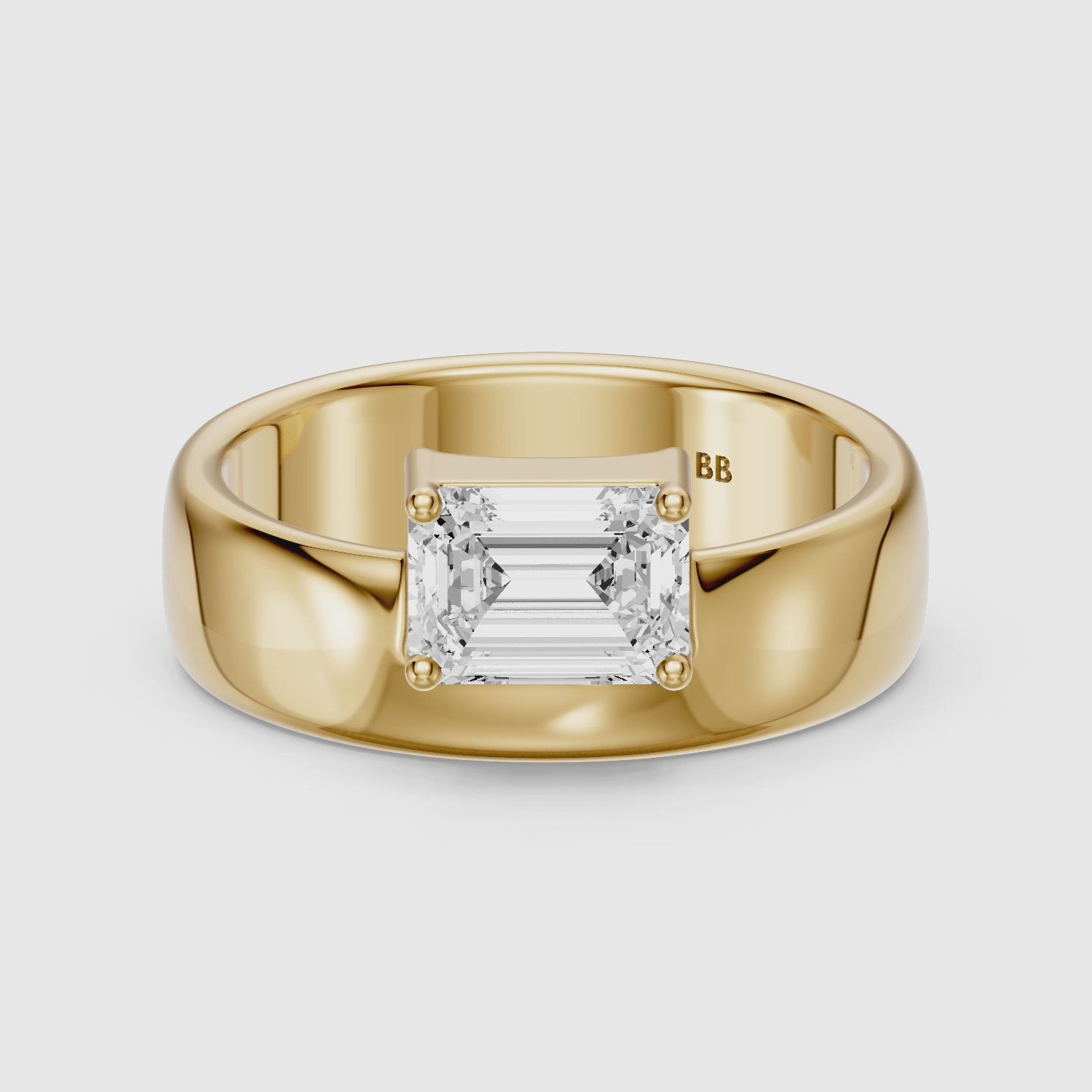 Load video: Zofia Asscher Cut Lab Diamond Solitaire Prong Set Cigar Band