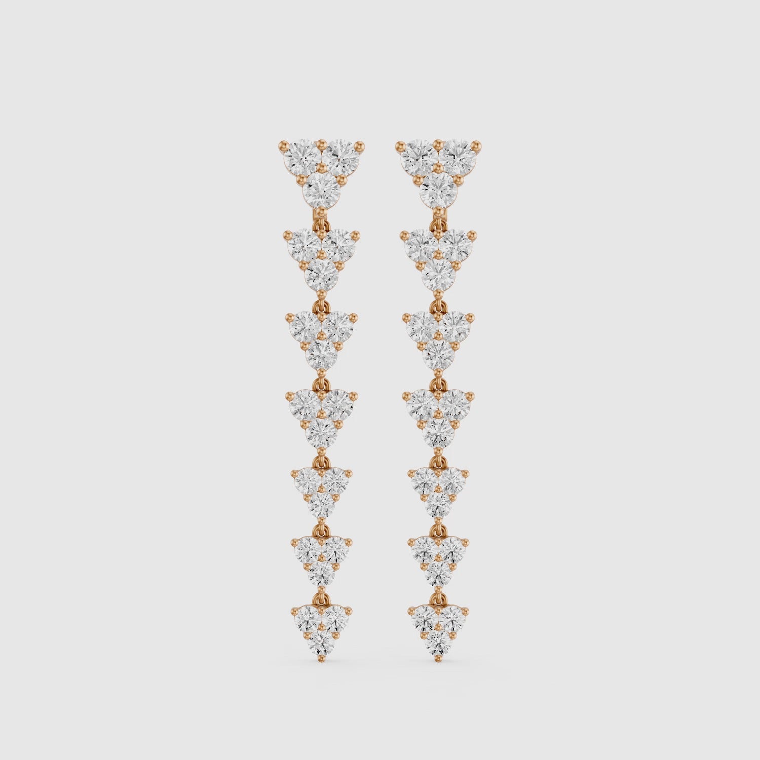 Load video: Waverly Round Lab Grown Diamond Cluster Linear Drop Earrings