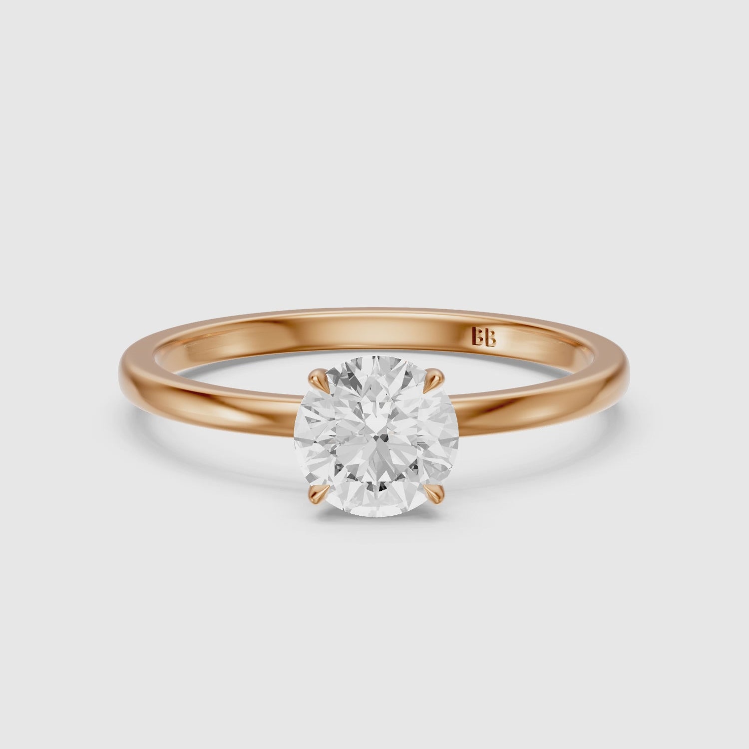 Load video: Tinlee Round Cut Low Profile Solitaire Lab Grown Diamond Ring