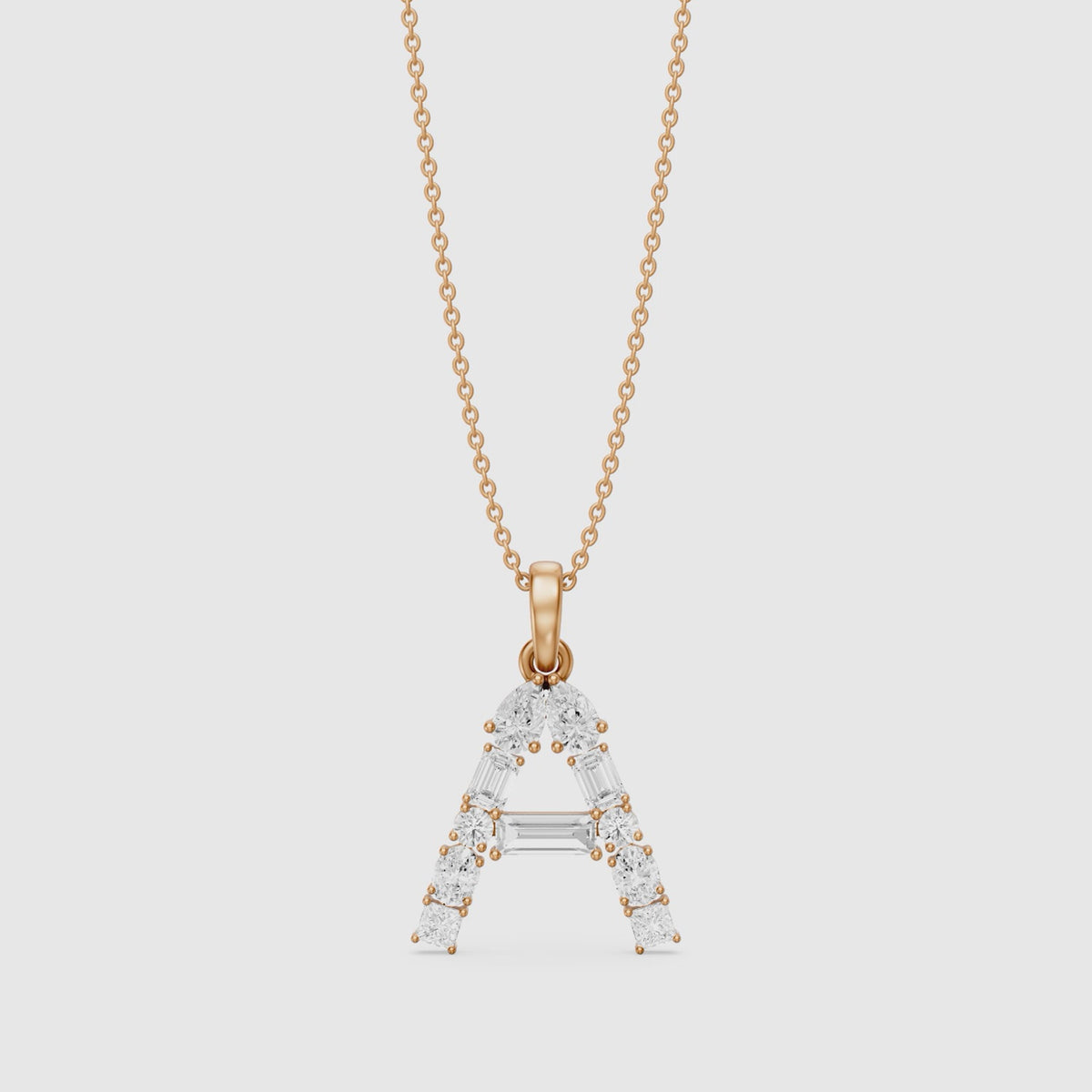 Load video: Avalon Multi Shape Lab Grown Diamond Initial A Pendant