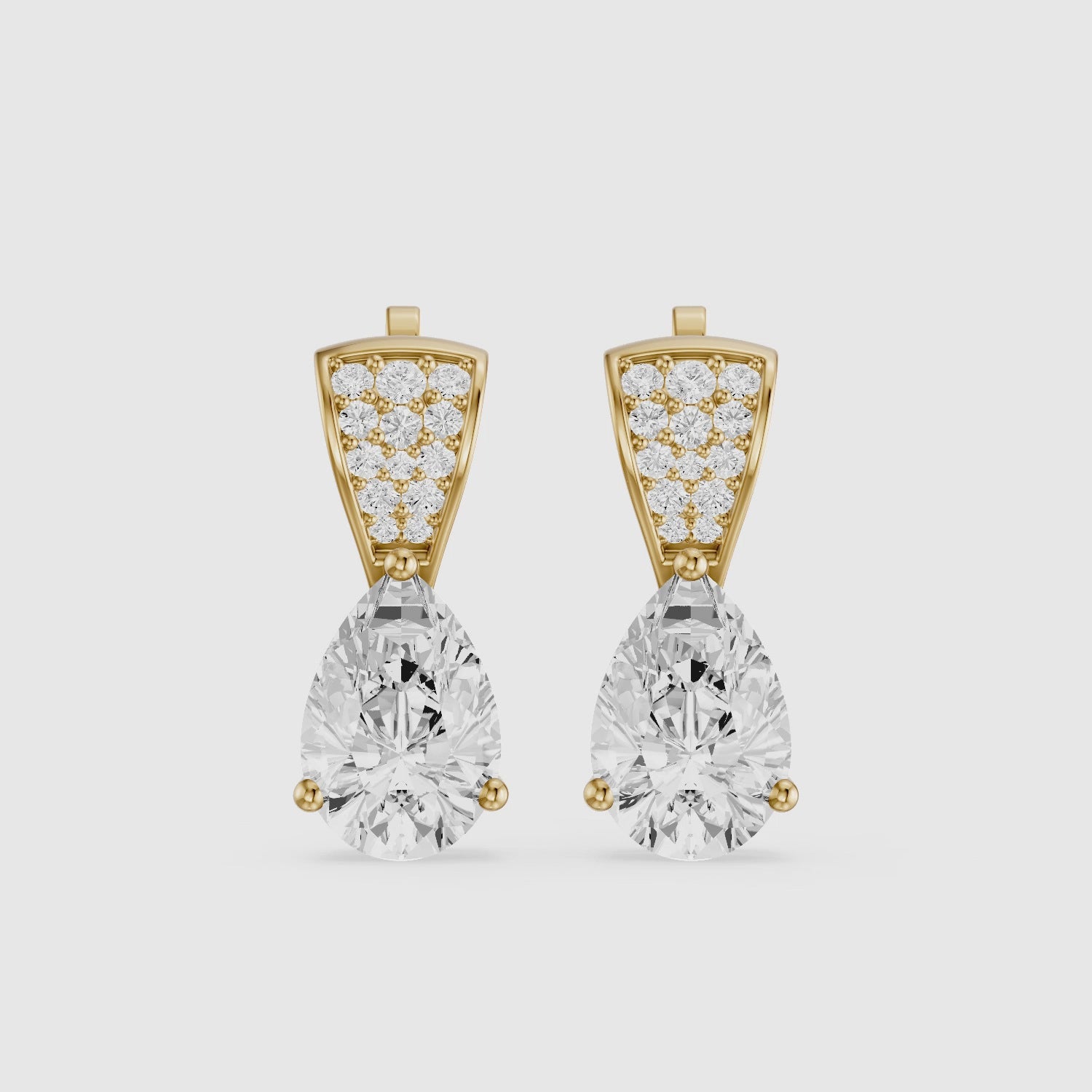 Load video: Bonnie Pear and Round Lab Grown Diamond Drop Stud Earrings