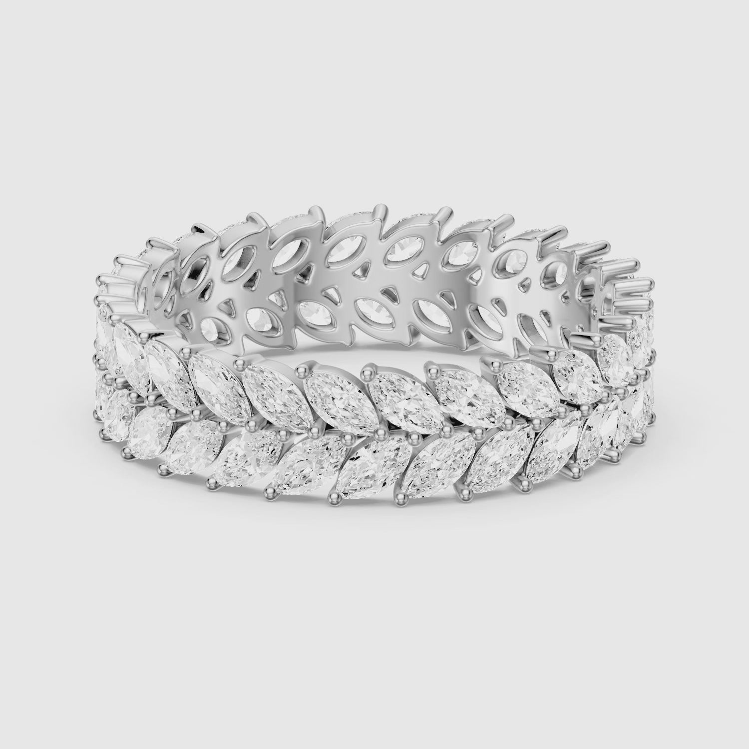 Load video: Elle Double Row Marquise Lab Grown Diamond Eternity Band