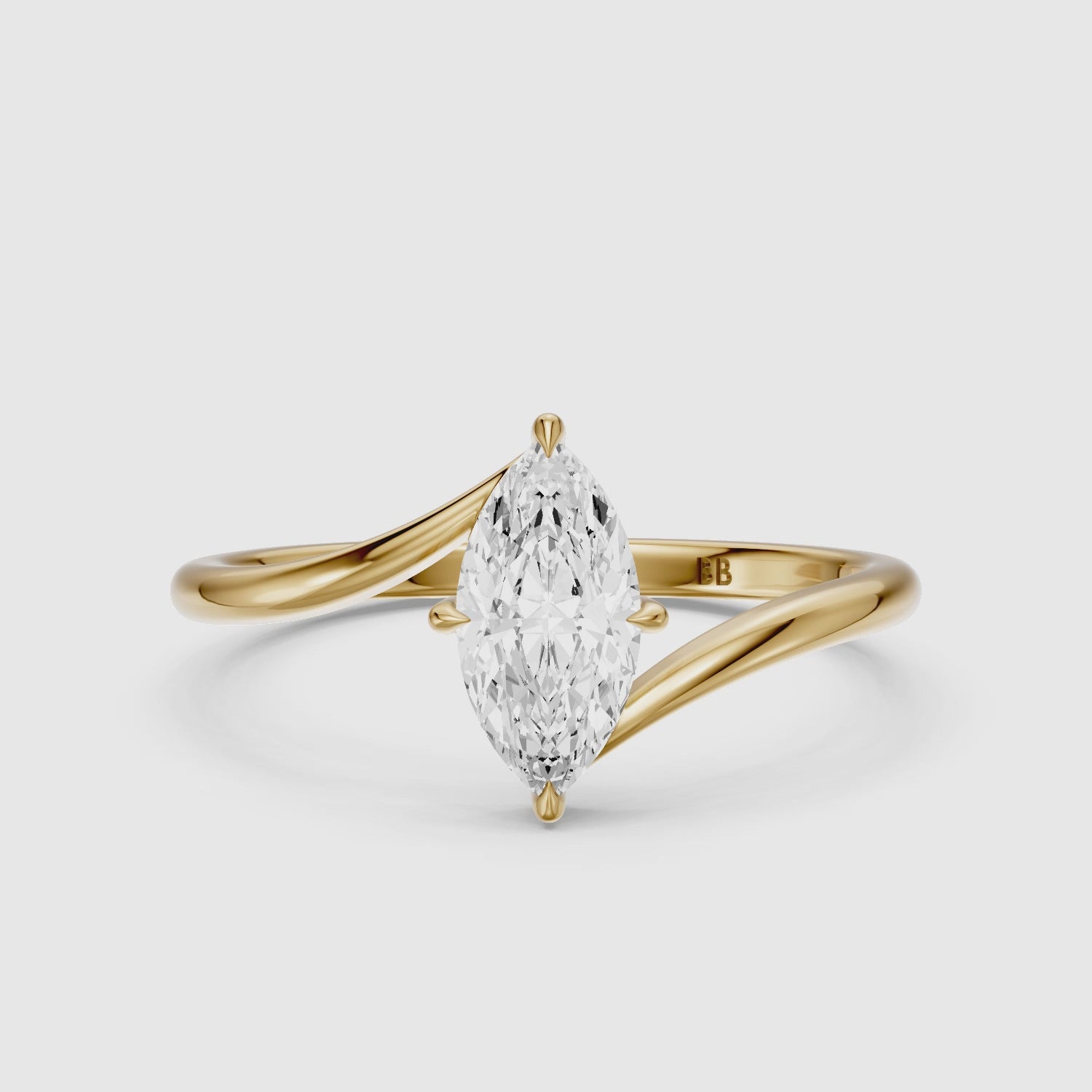 Load video: Mila Marquise Cut Solitaire Twist Shank Moissanite Diamond Ring
