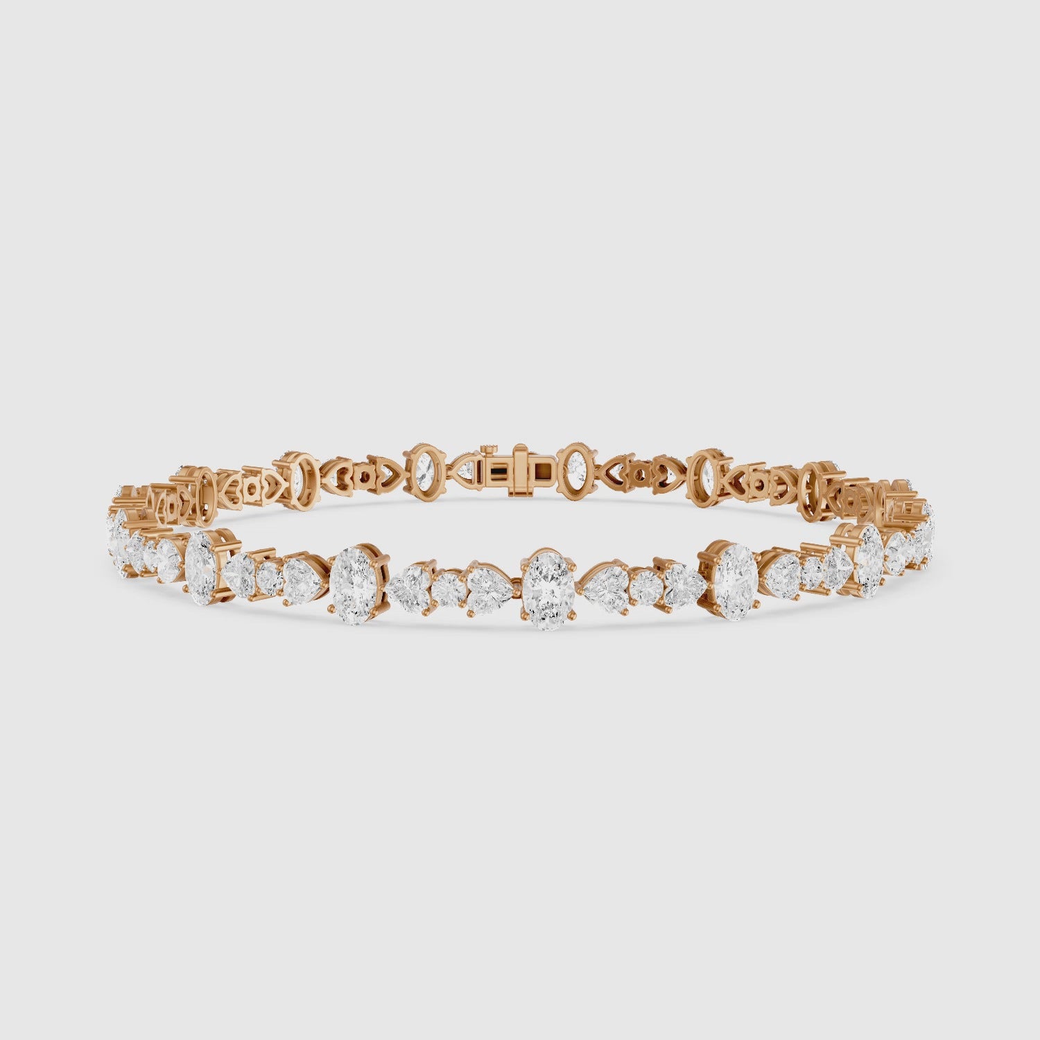 Load video: Kyra Heart, Oval and Round Lab Grown Diamond Tennis Bracelet