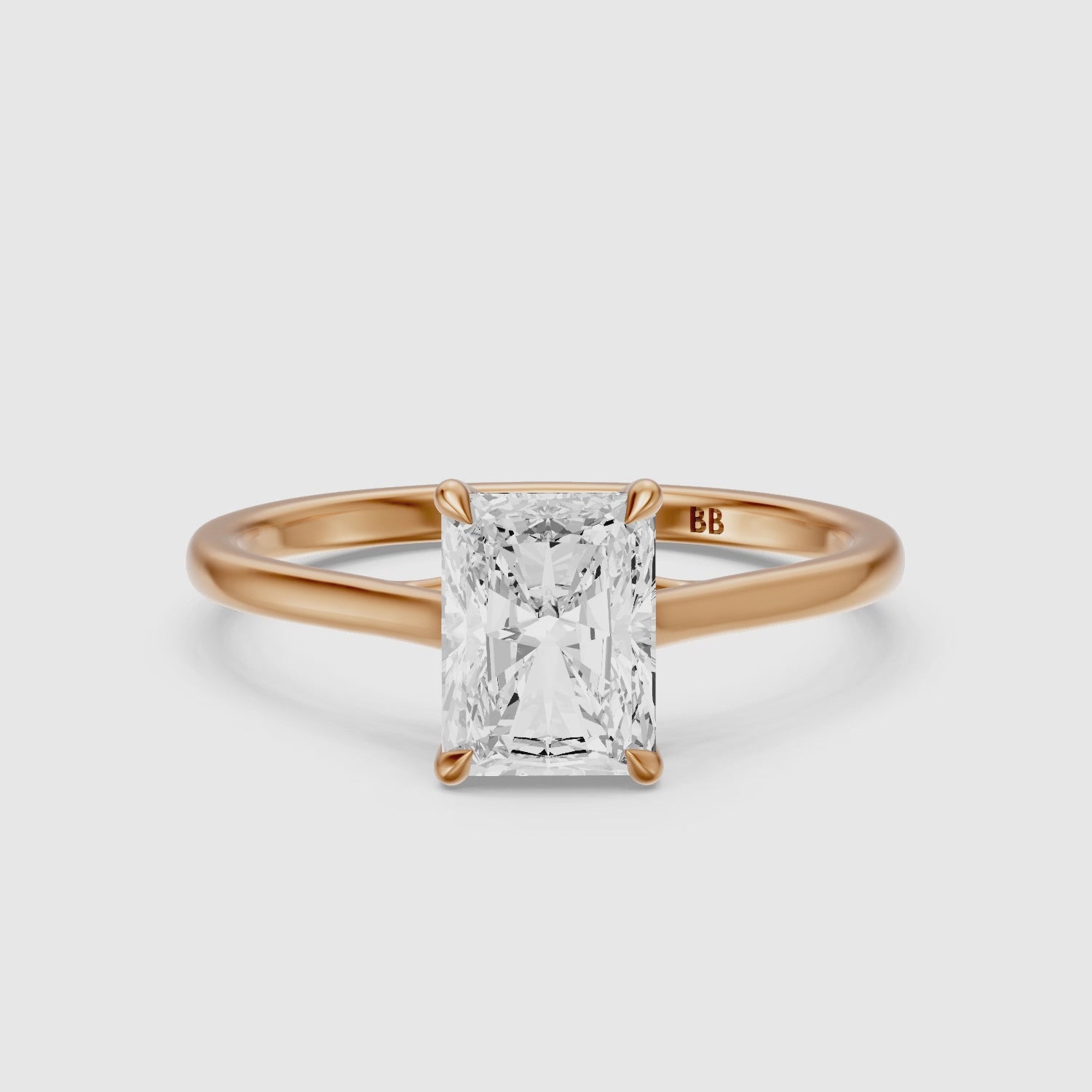 Load video: Sophia 4 Prong Radiant Cut Solitaire Moissanite Diamond Ring