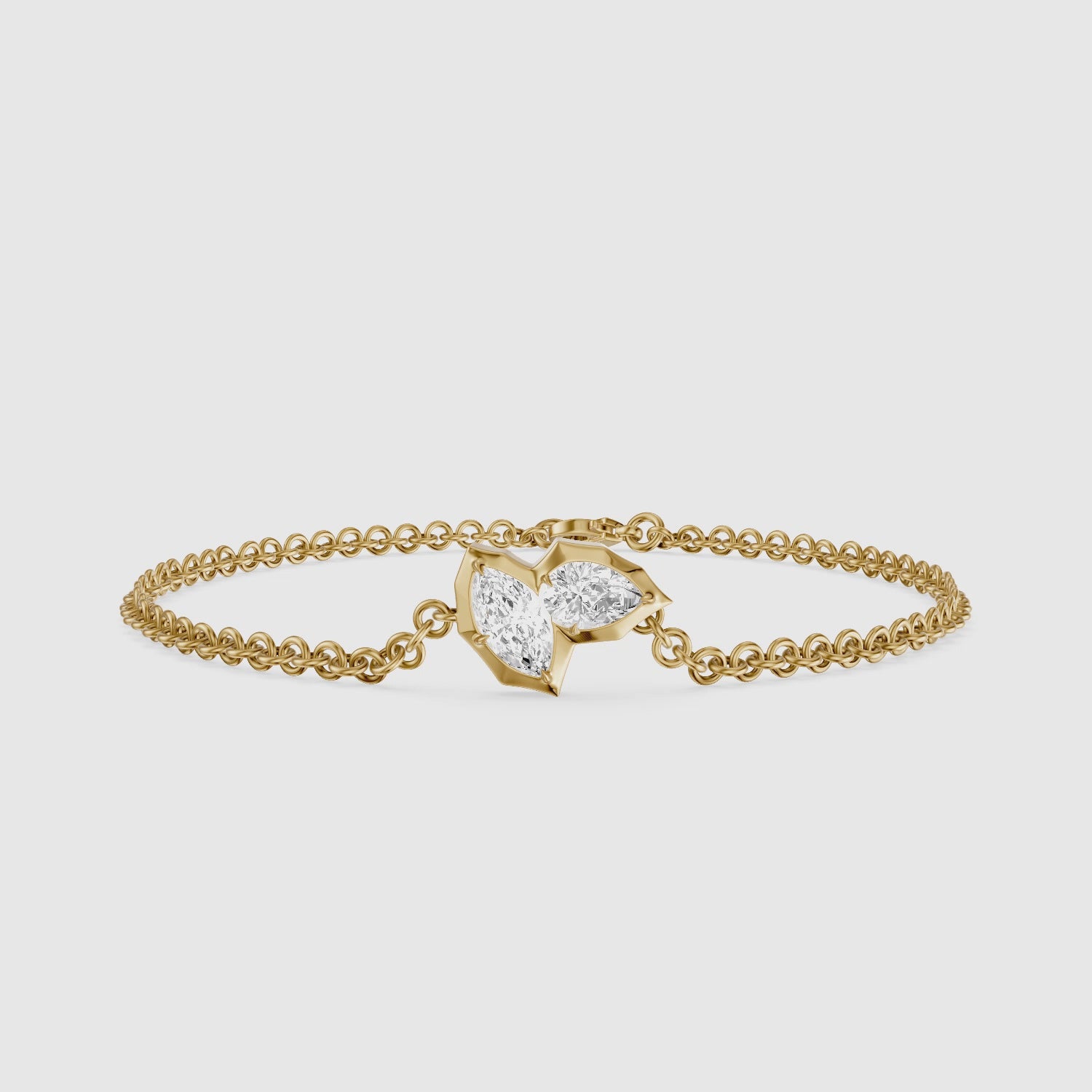 Load video: Sally Marquise and Pear Lab Grown Diamond Toi et Moi Bracelet