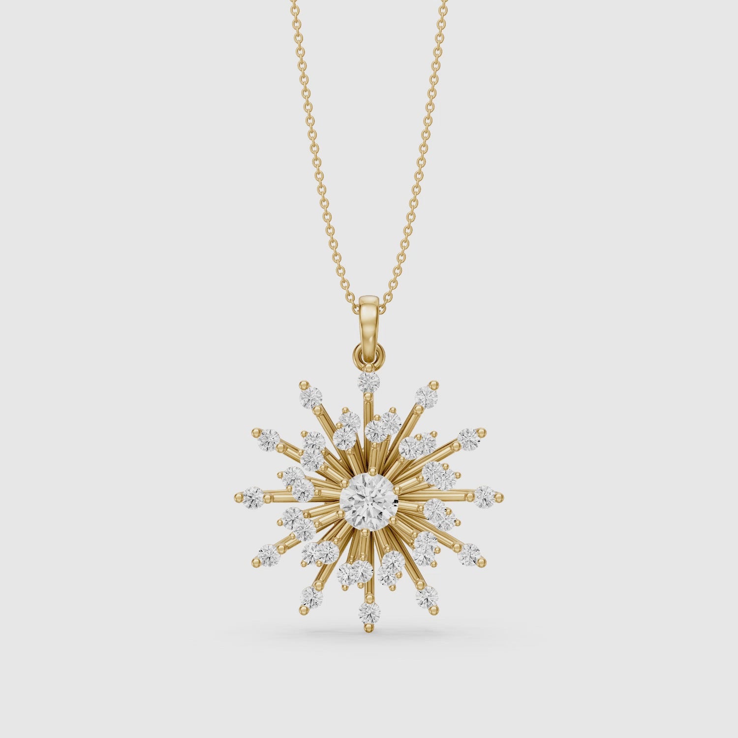 Load video: Mirela Round Lab Grown Diamond Sunburst Pendant
