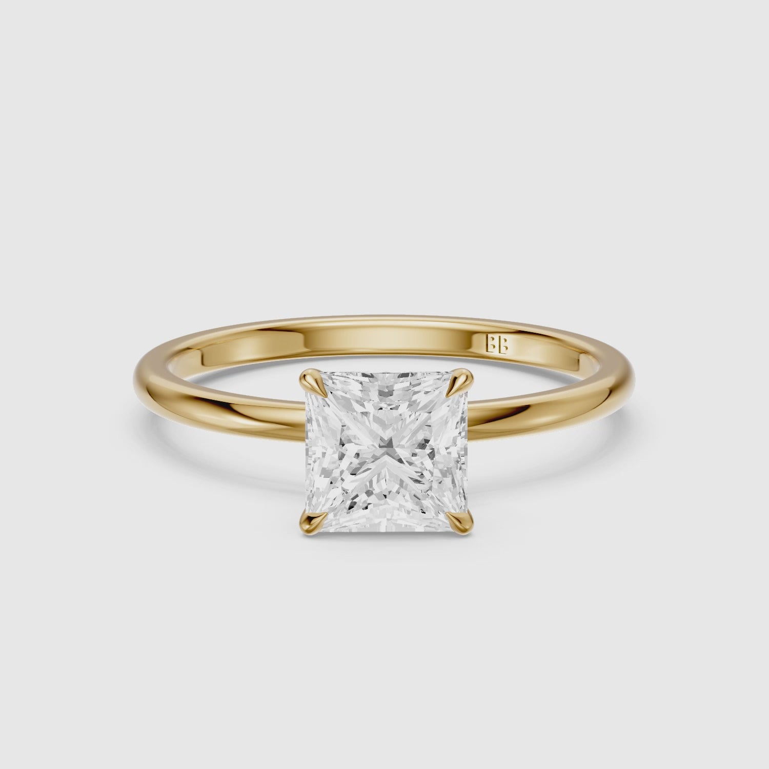 Load video: Nancy Princess Cut Hidden Halo Lab Grown Diamond Ring