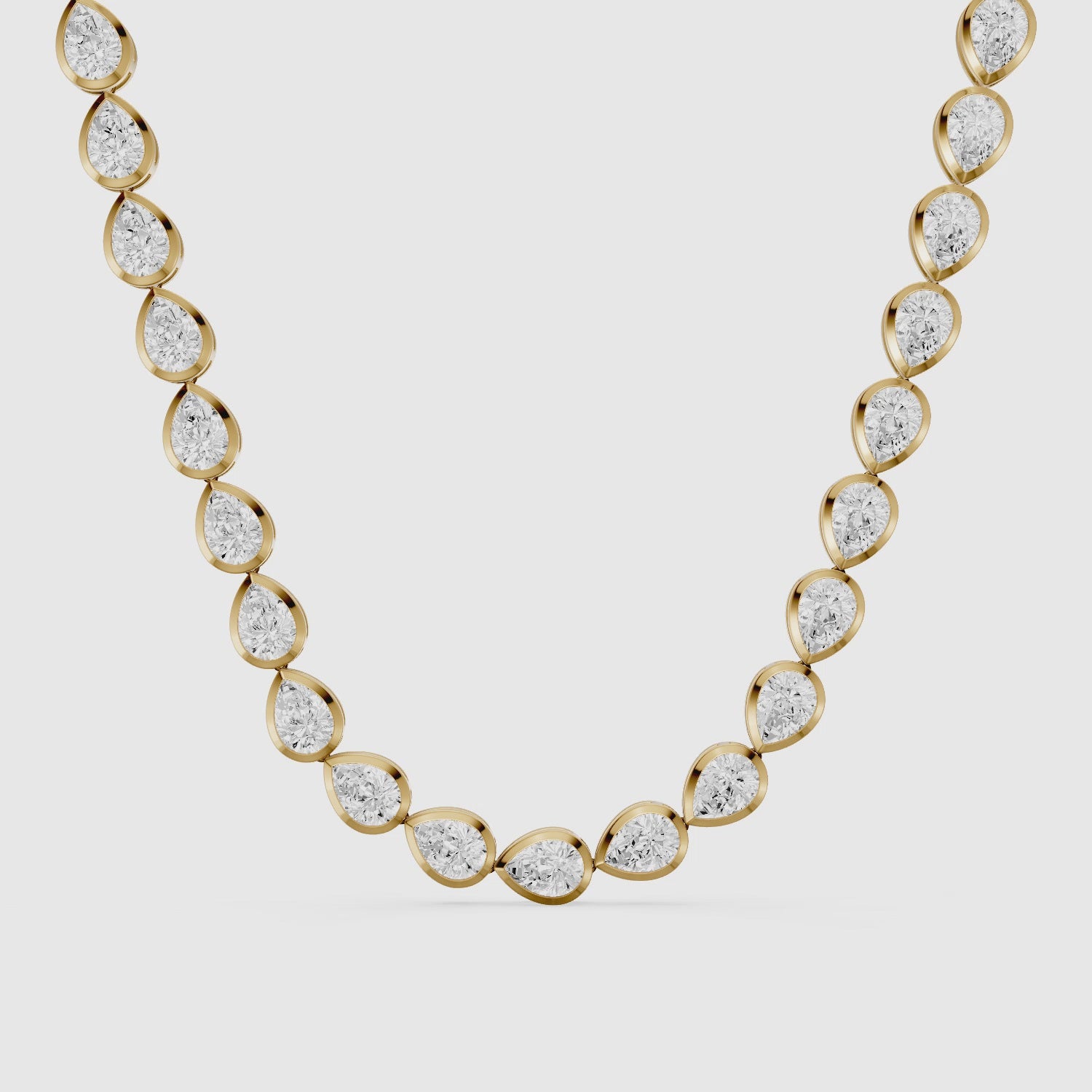 Load video: Alondra Pear Lab Grown Diamond East West Bezel Set Tennis Necklace