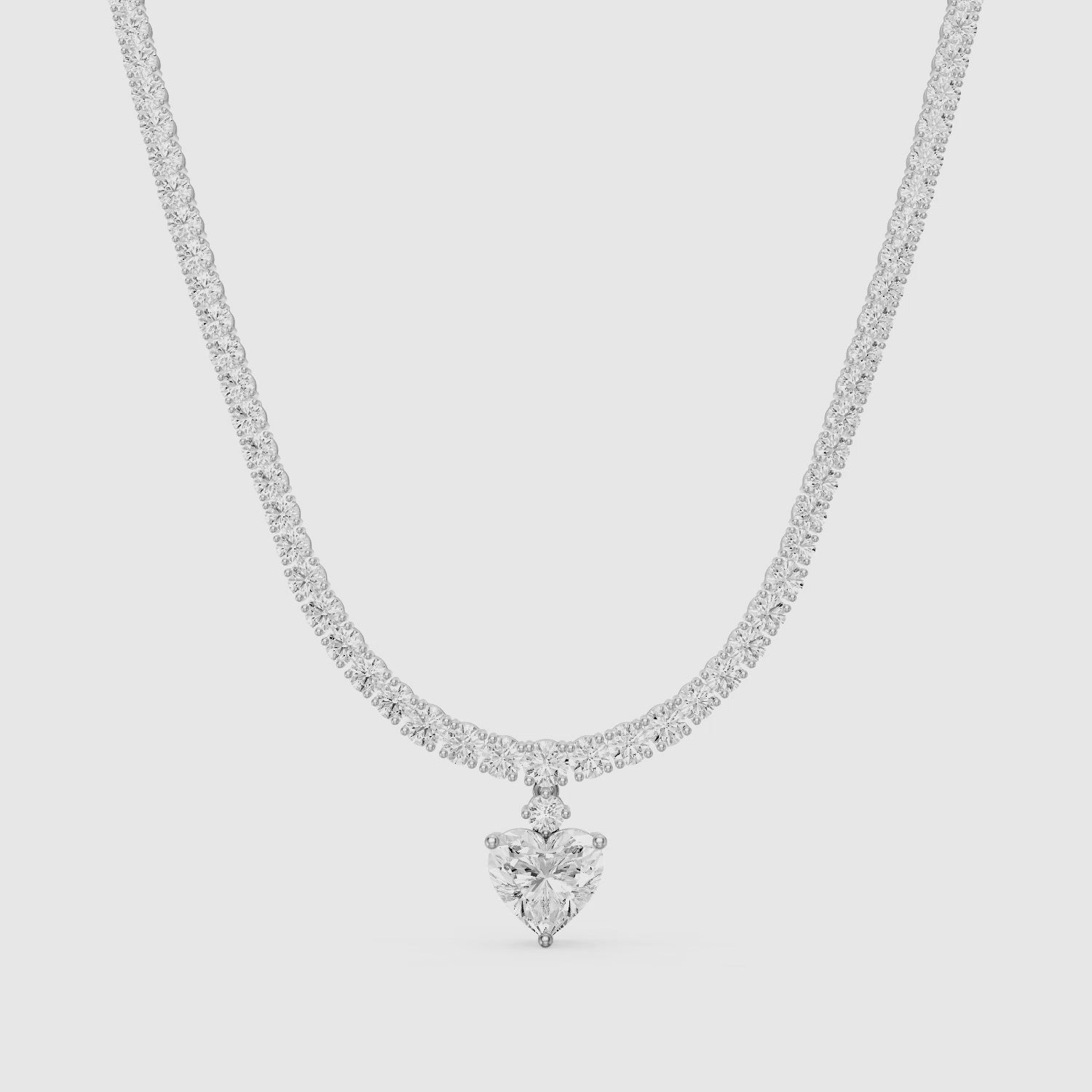 Load video: Natalia Heart Cut Lab Grown Diamond Drop Tennis Necklace