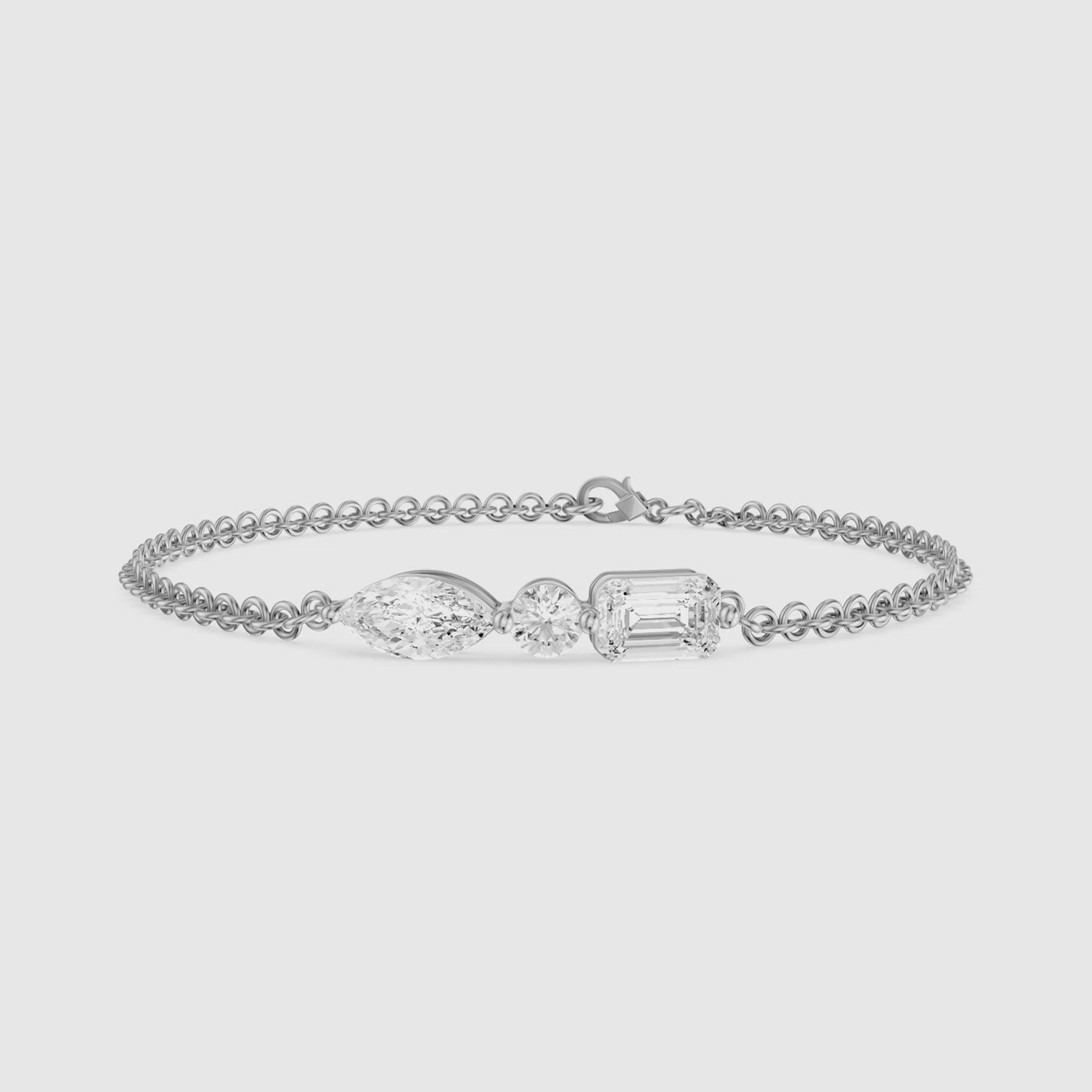 Load video: Gabriel Marquise, Round and Emerald Cut Lab Grown Diamond Bracelet