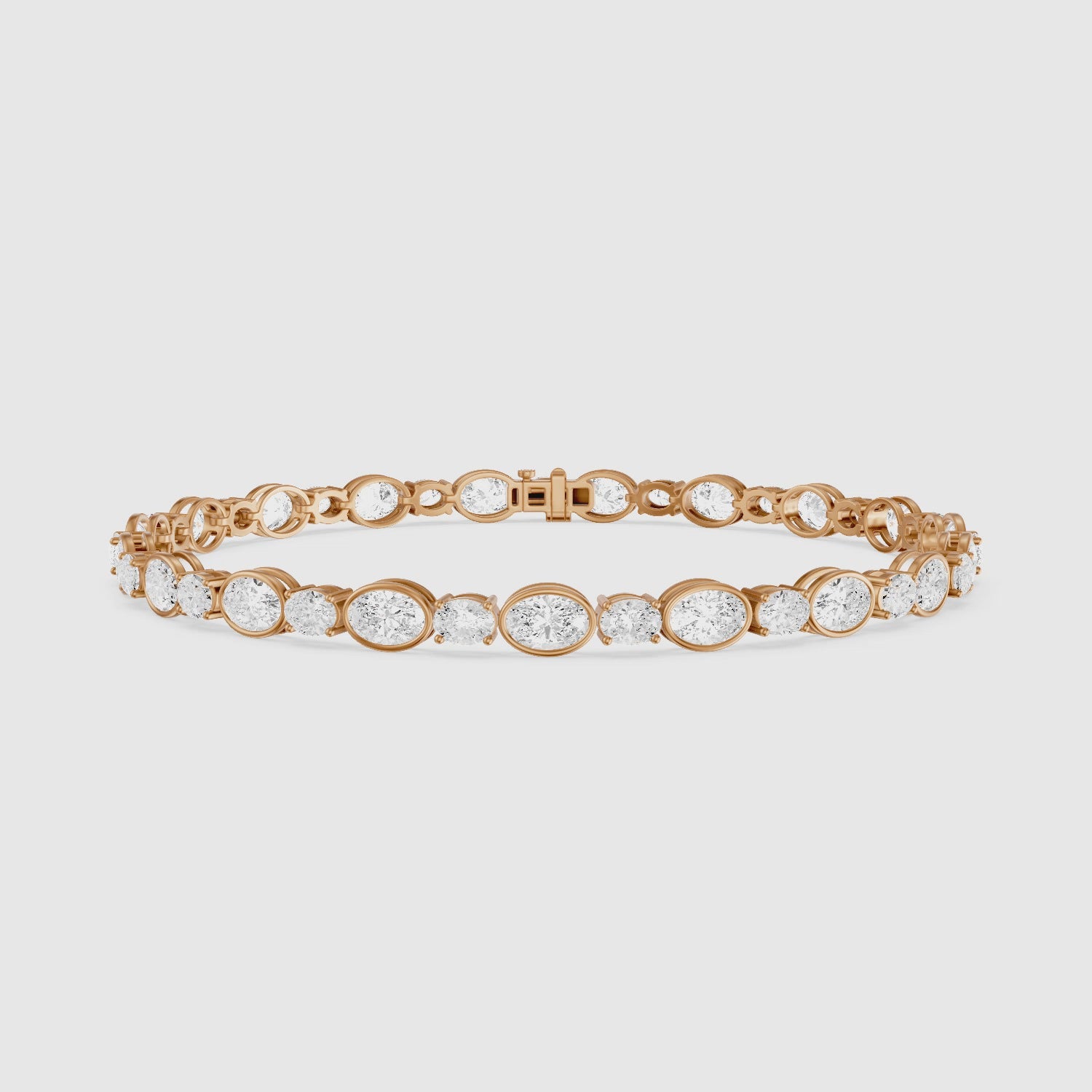 Load video: Aliyah Bezel Oval Alternating Lab Grown Diamond Tennis Bracelet