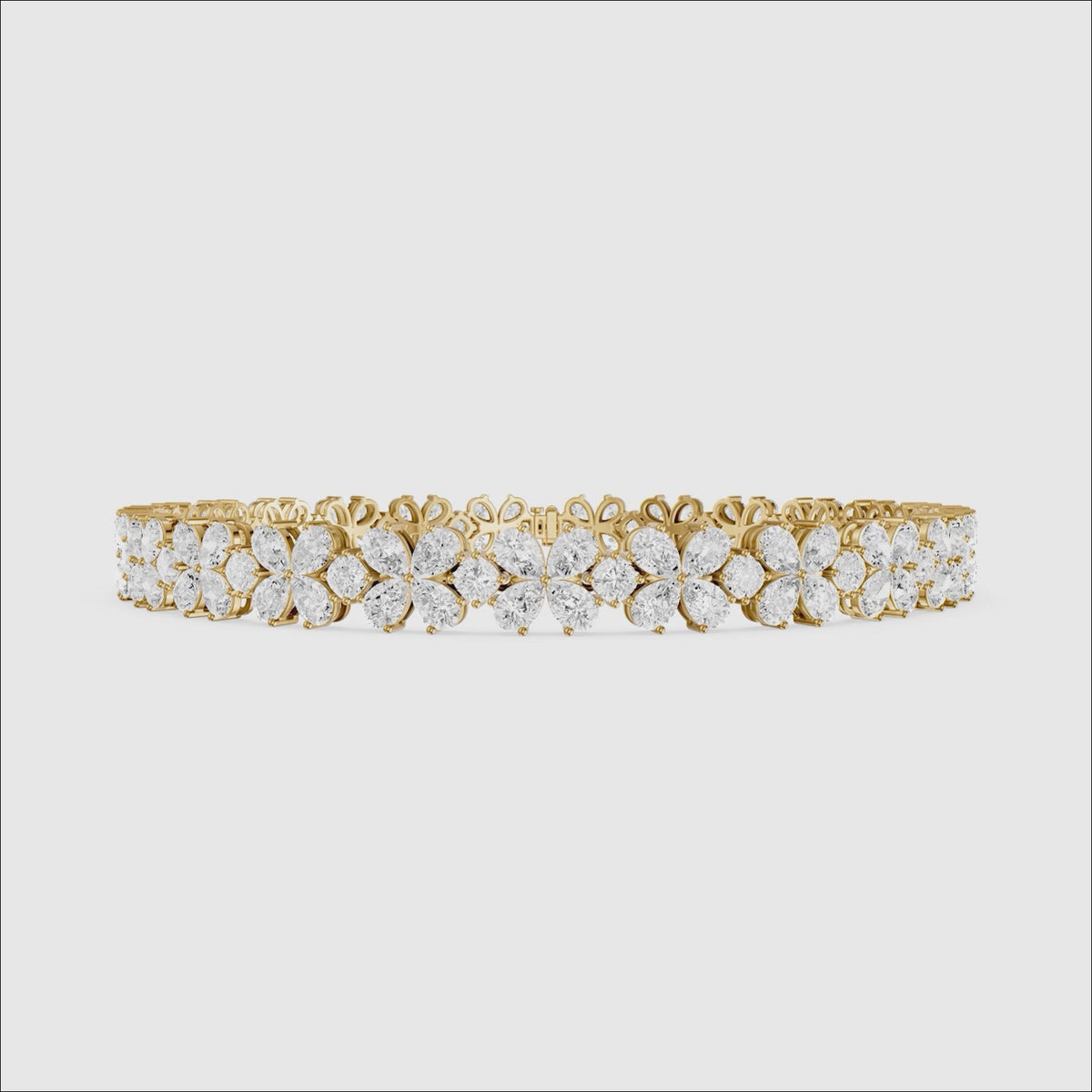 Load video: Cora Pear and Princess Cut Floral Lab Grown Diamond Tennis Bracelet
