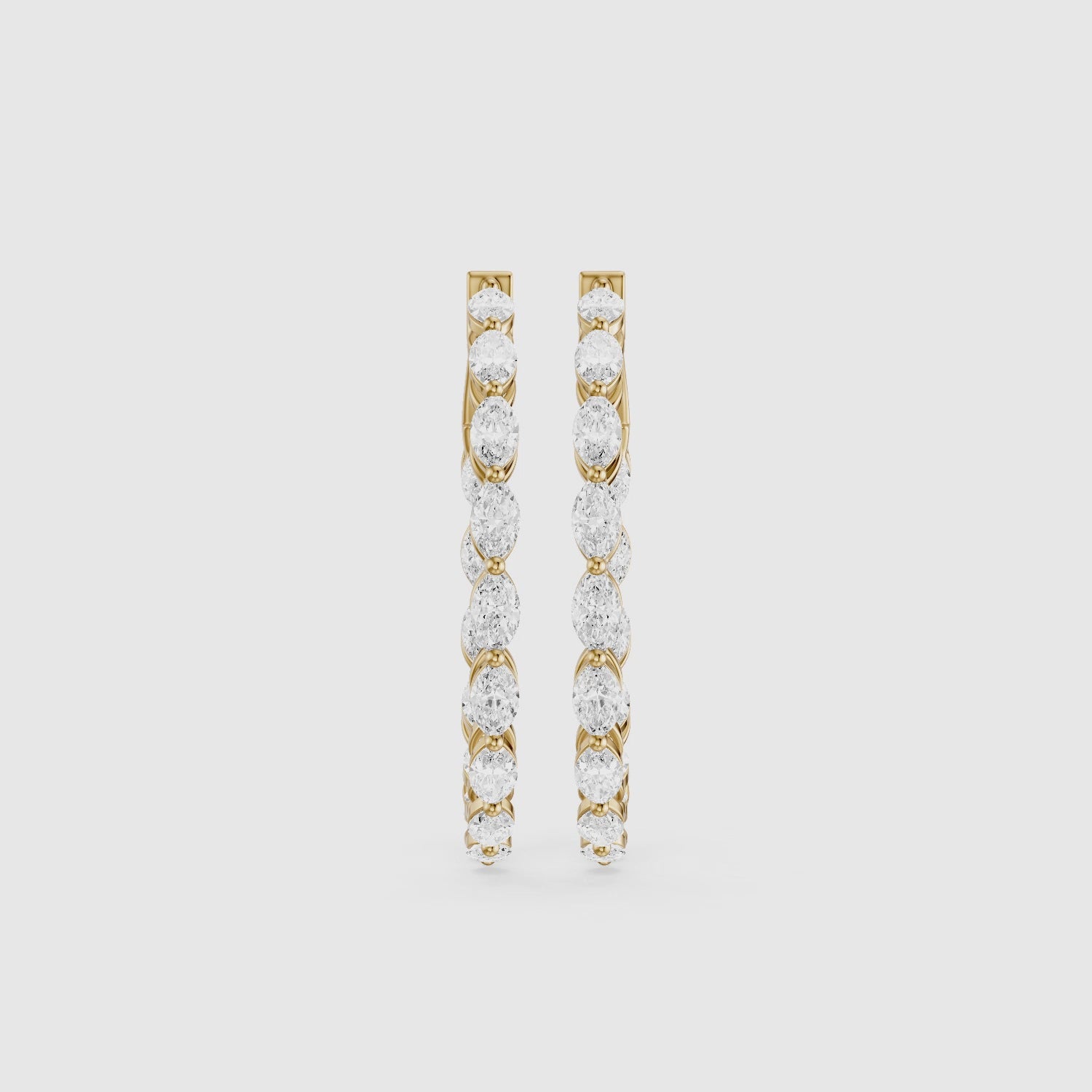 Load video: Kirstine Marquise Lab Grown Diamond Inside Out Hoop Earrings