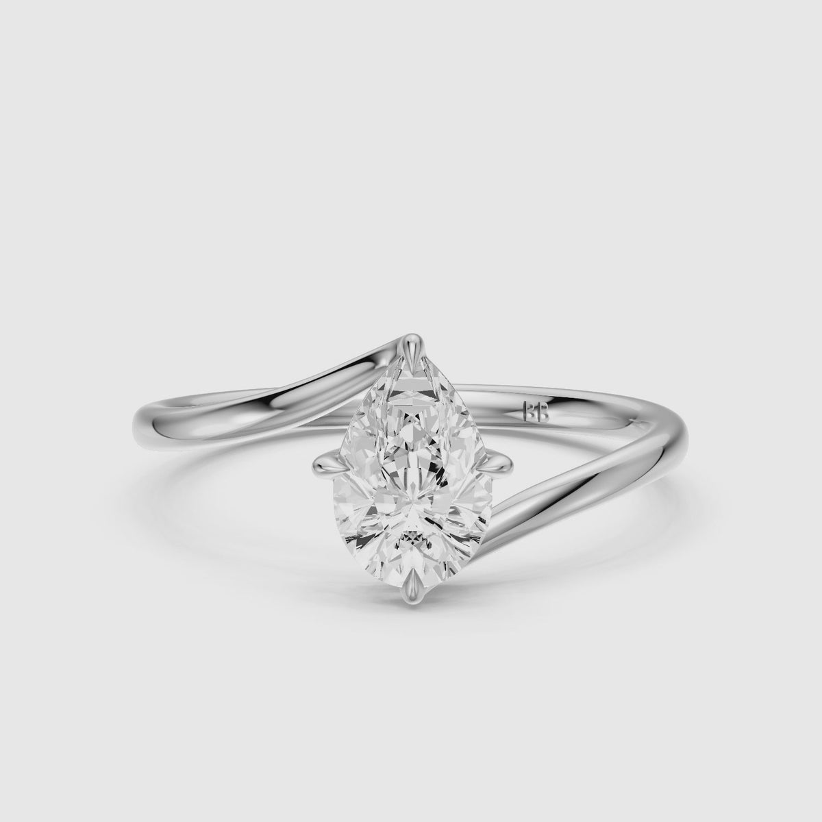 Load video: Kiva Pear Solitaire Bypass Lab Grown Diamond Engagement Ring