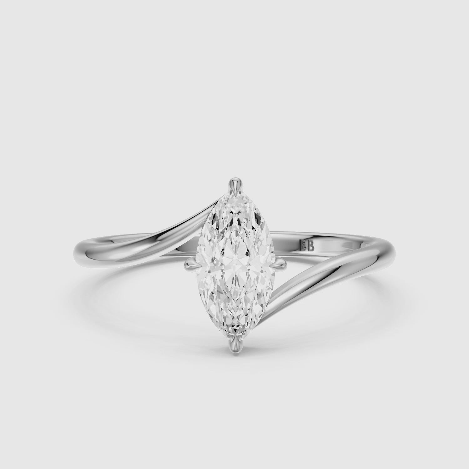 Load video: Mila Marquise Cut Solitaire Twist Shank Moissanite Diamond Ring
