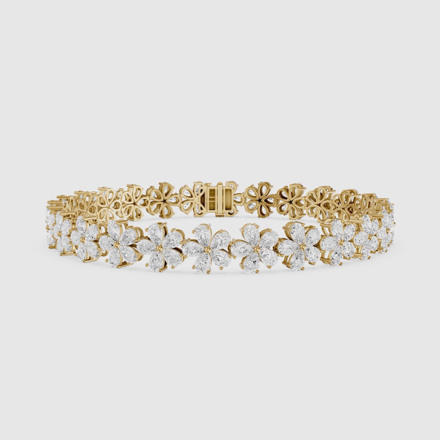 Load video: Bettina Pear Shape Floral Lab Grown Diamond Tennis Bracelet