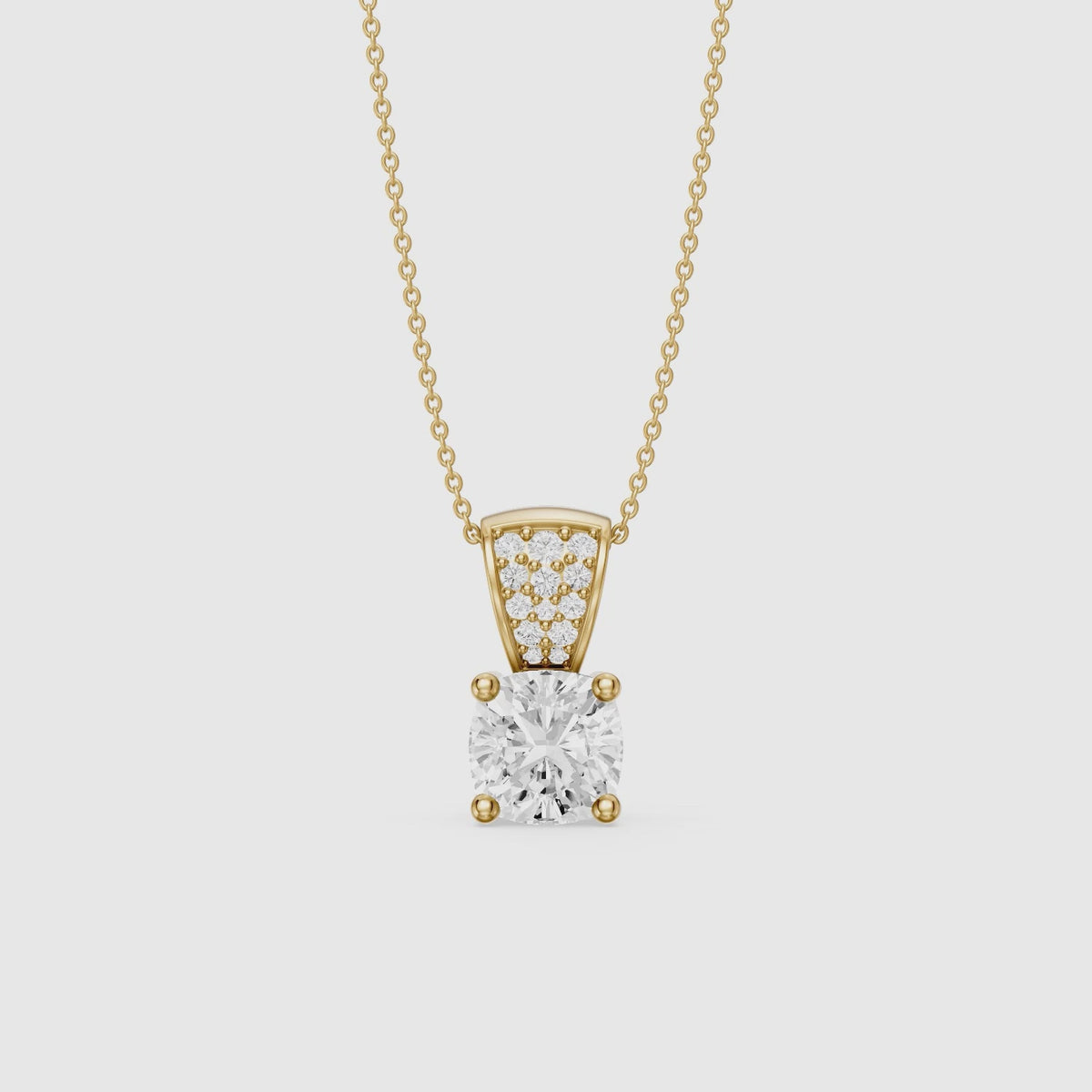 Load video: Leona Cushion Cut Lab Grown Diamond Pave Bail Pendant