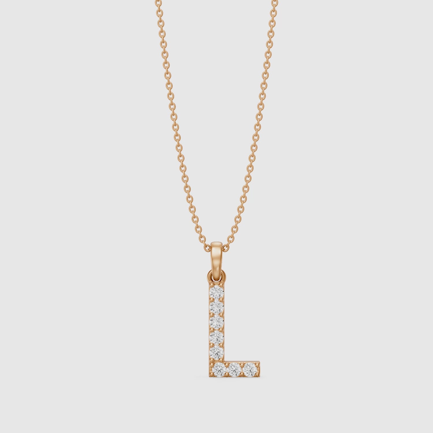 Load video: Phoenix Lab Grown Diamond L Initial Pendant Necklace
