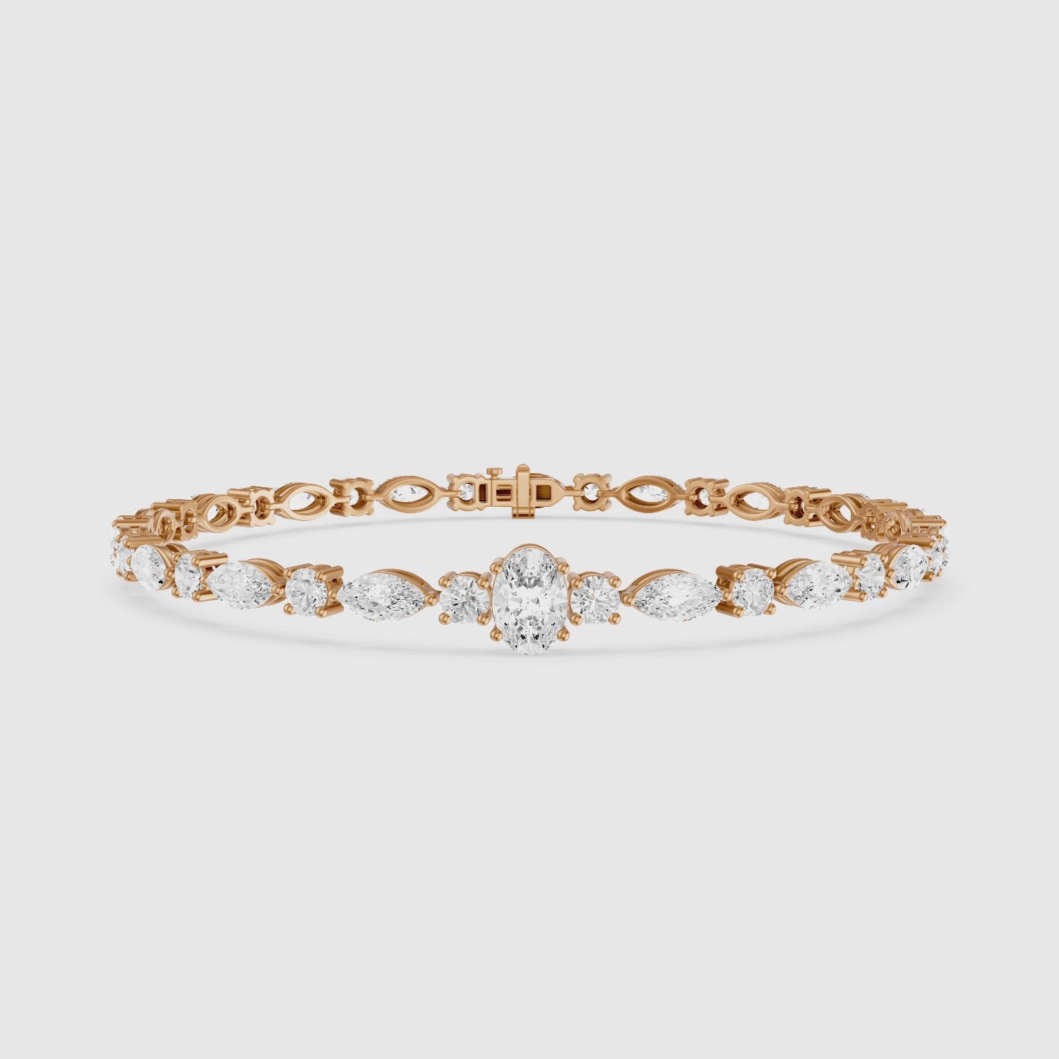 Load video: Elina Oval, Round and Marquise Lab Grown Diamond Tennis Bracelet