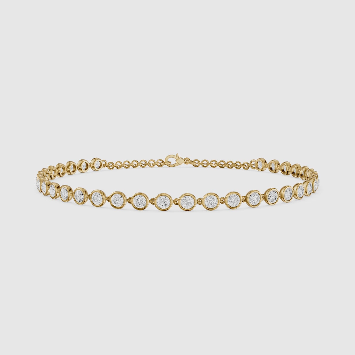 Load video: Martine Round Lab Grown Diamond Bezel Set Tennis Bracelet