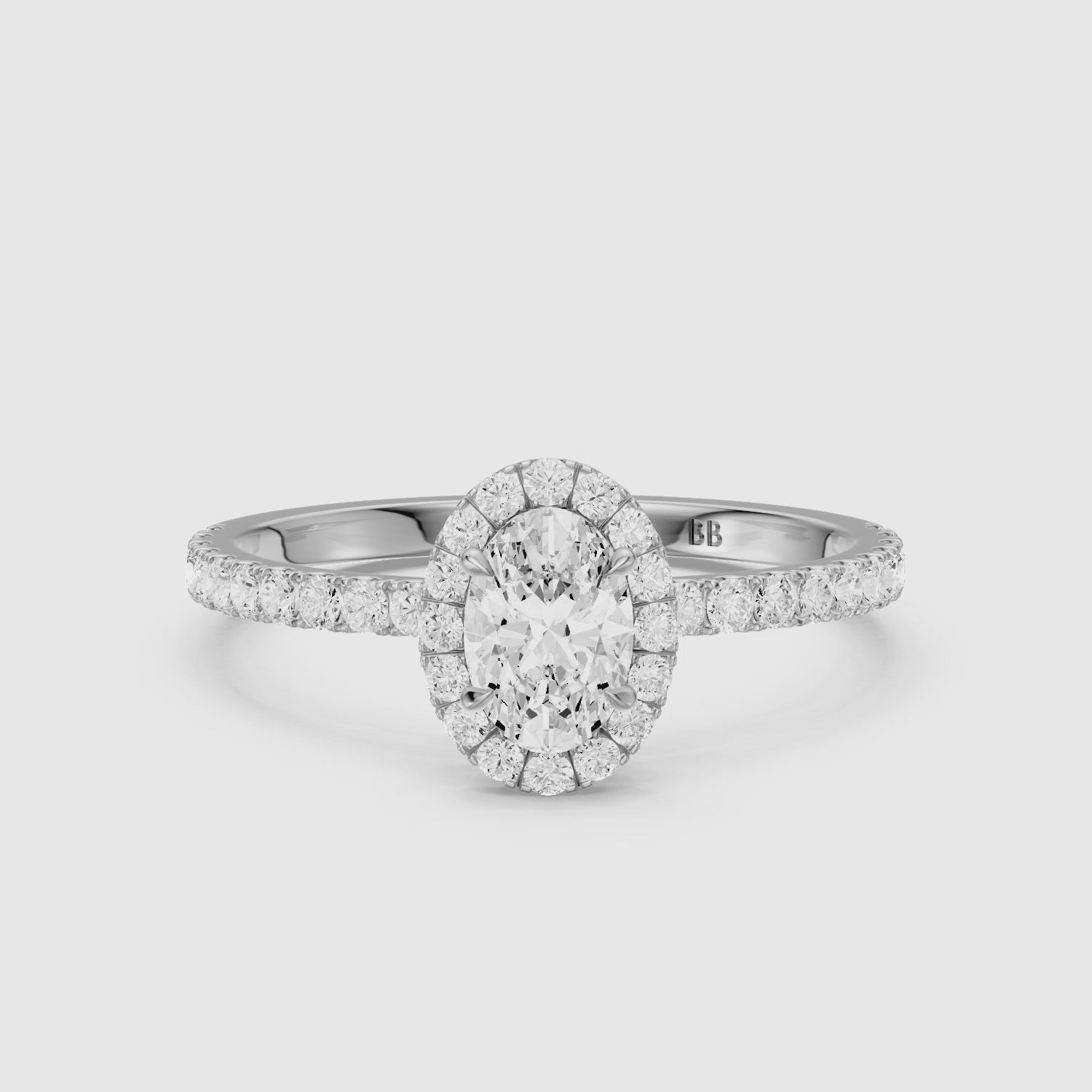 Load video: Phoebe Oval Cut Halo Pave Moissanite Diamond Engagement Ring