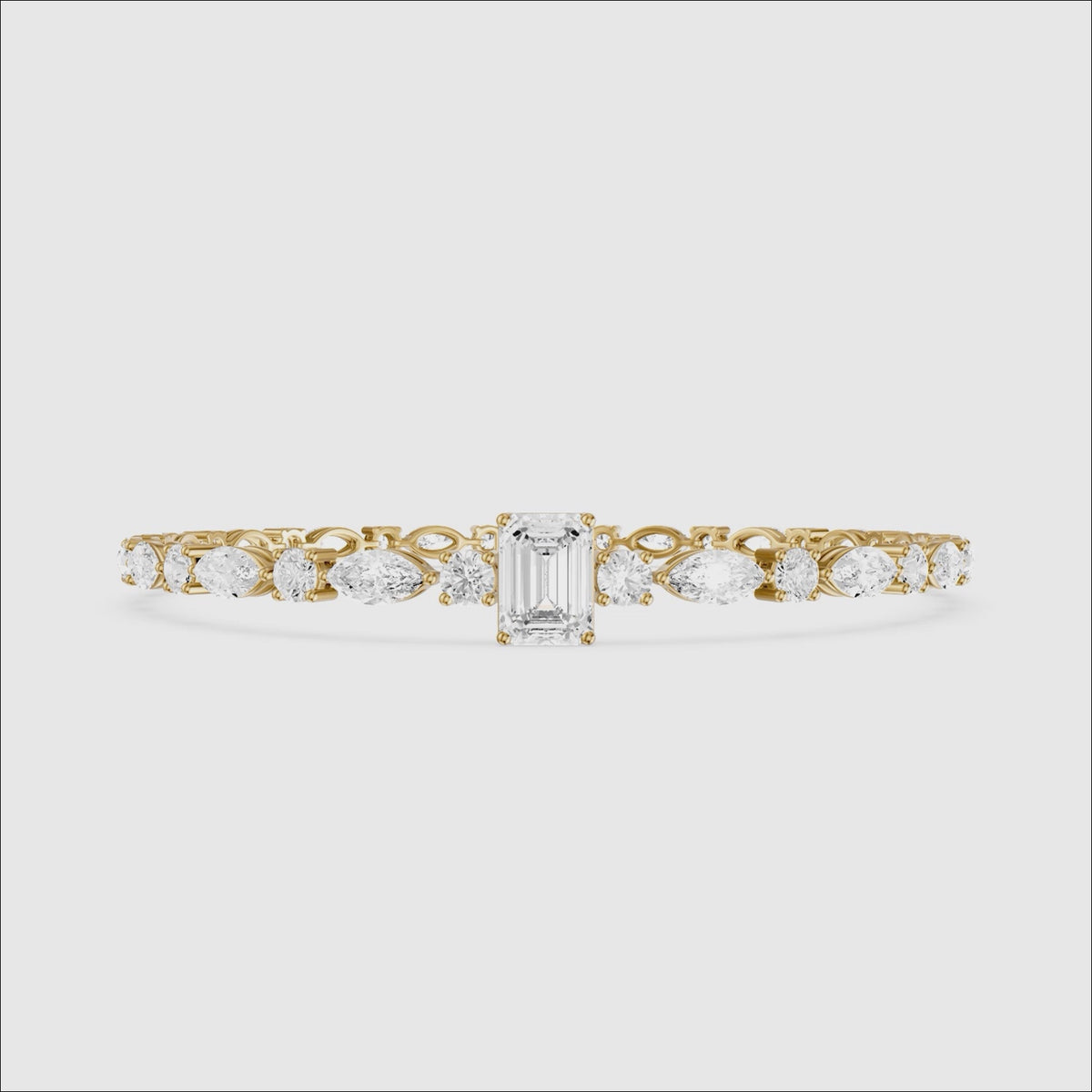 Load video: Jessie Emerald Cut Lab Grown Diamond Station Tennis Bracelet with Round and Marquise Diamonds