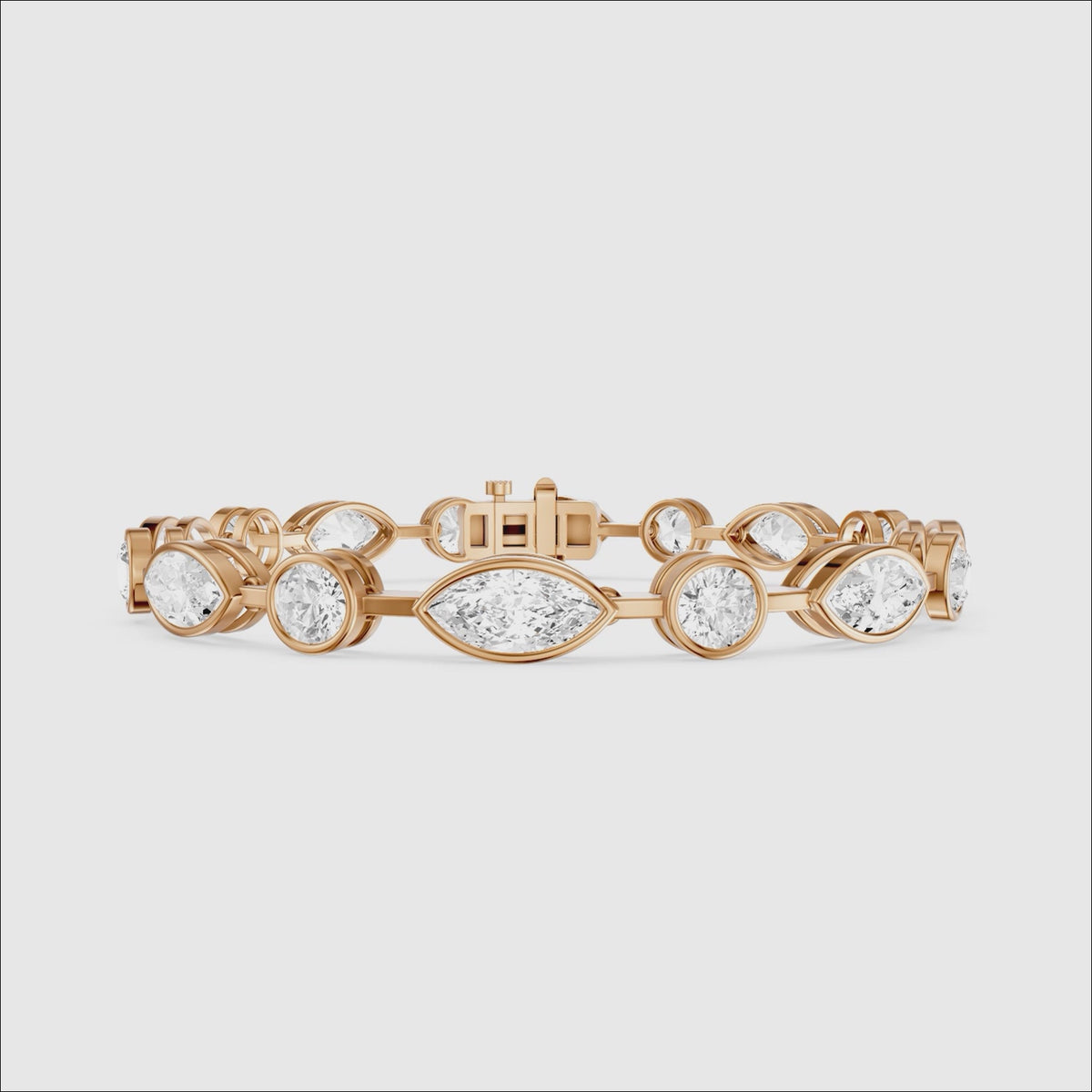 Load video: Sasilvia Round Cut and Marquise Cut Lab Grown Diamond Bezel Tennis Bracelet