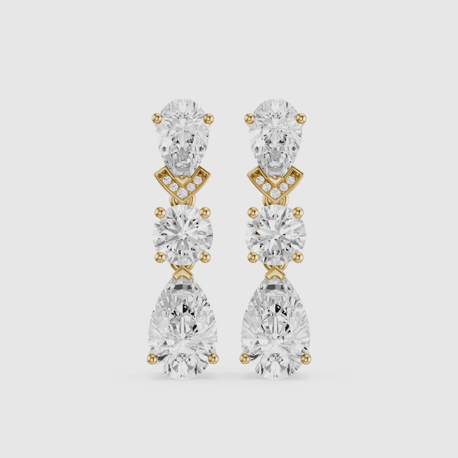 Load video: Jillian Pear and Round Lab Grown Diamond Drop Earrings