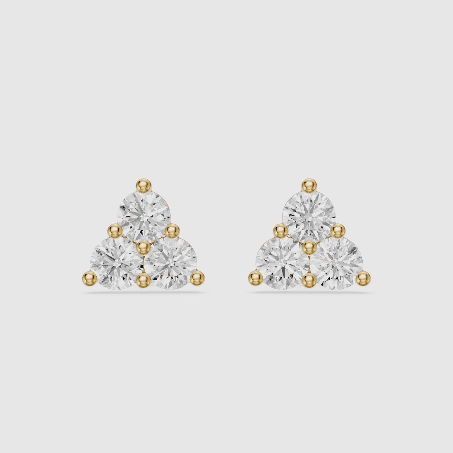 Load video: Roisin Round Cut Lab Grown Diamond Three Stone Cluster Earrings