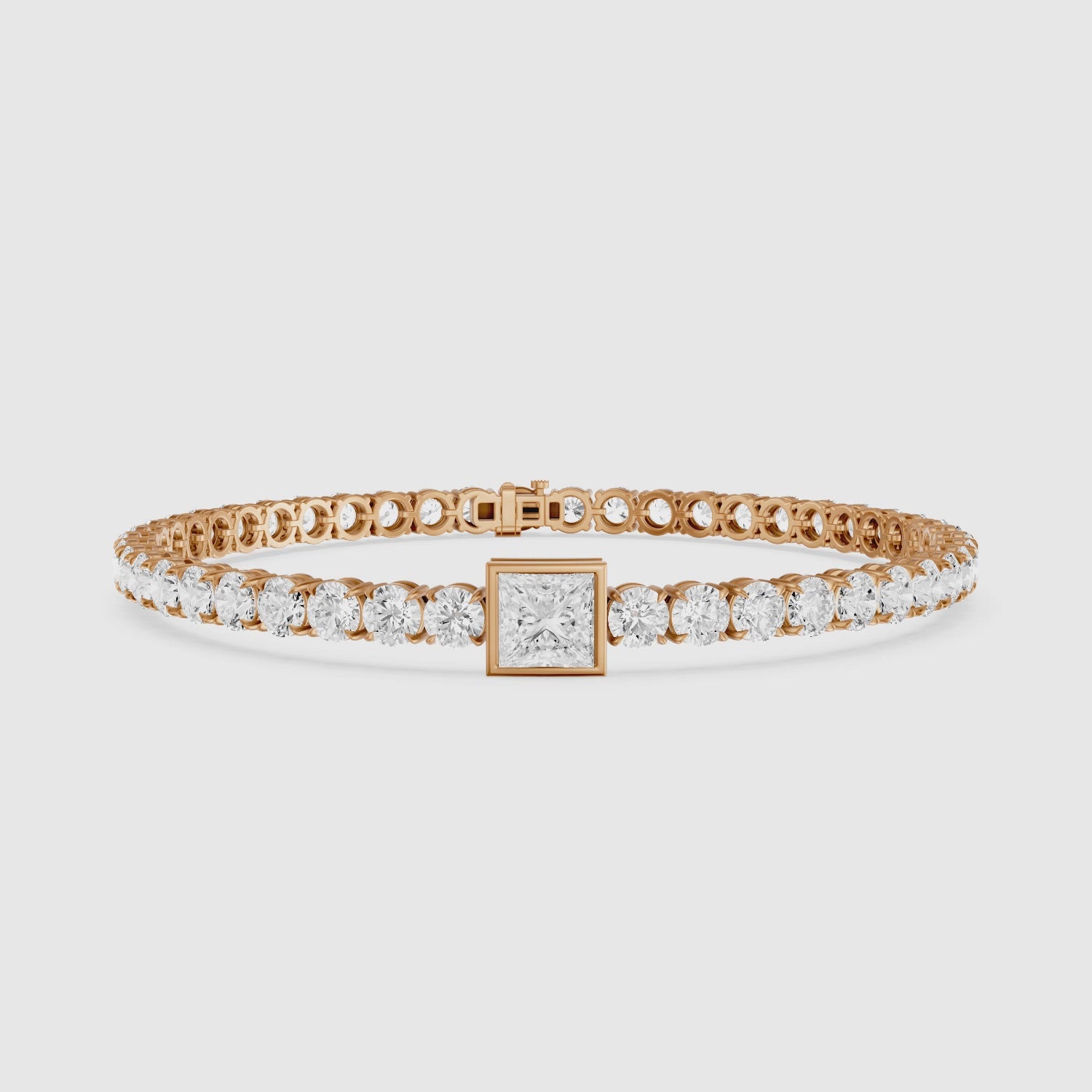 Load video: Corrine Princess Cut Lab Grown Diamond Single Station Tennis Bracelet