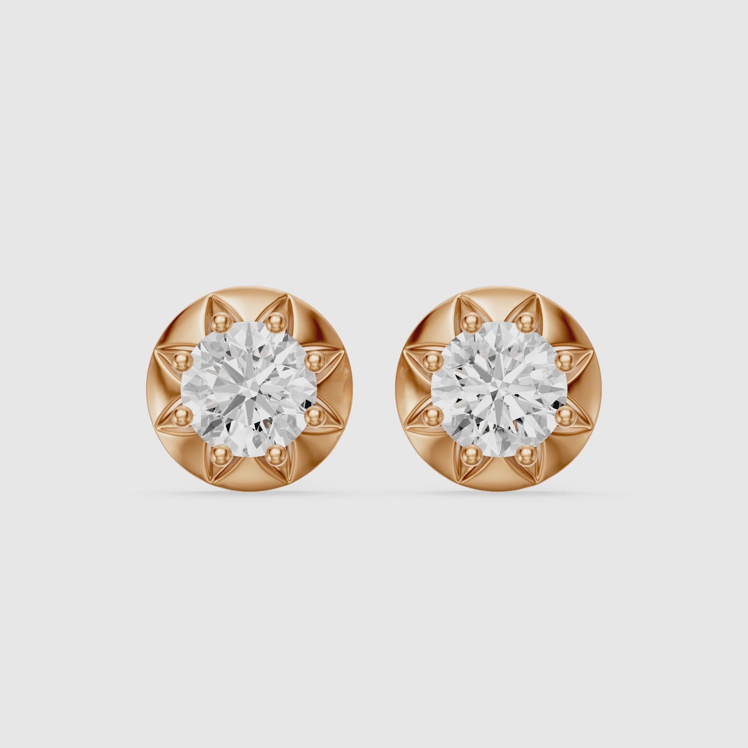 Load video: Ysolde Round Cut Lab Grown Diamond Sunburst Stud Earrings