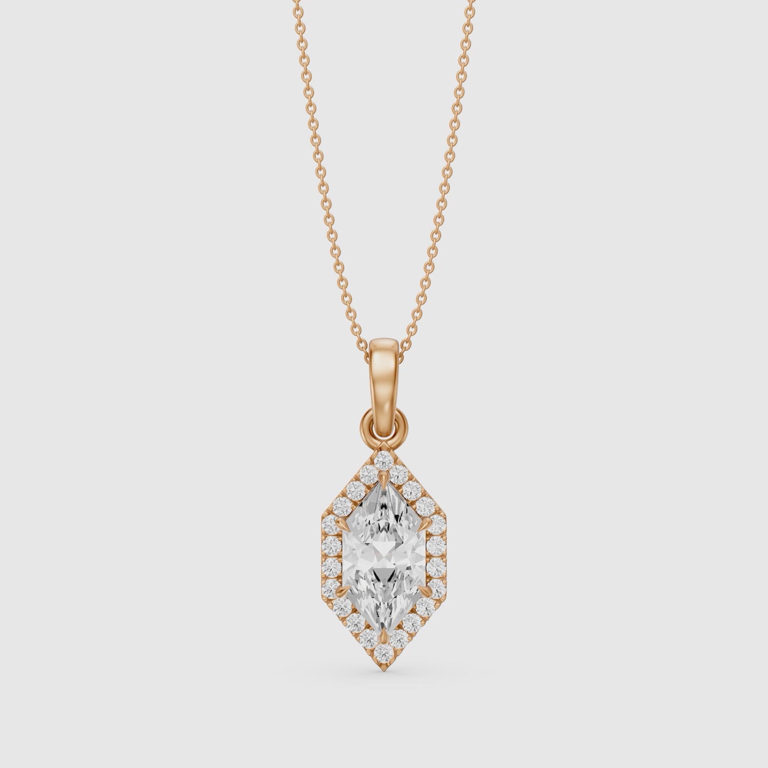 Load video: Eden Dutch Marquise Lab Grown Diamond Halo Pendant