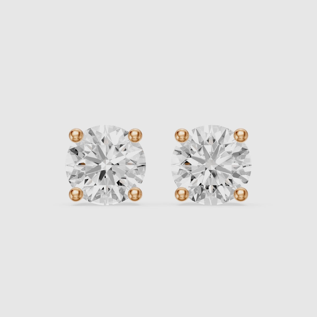 Load video: Liv Round Cut Lab Grown Diamond Solitaire Stud Earrings