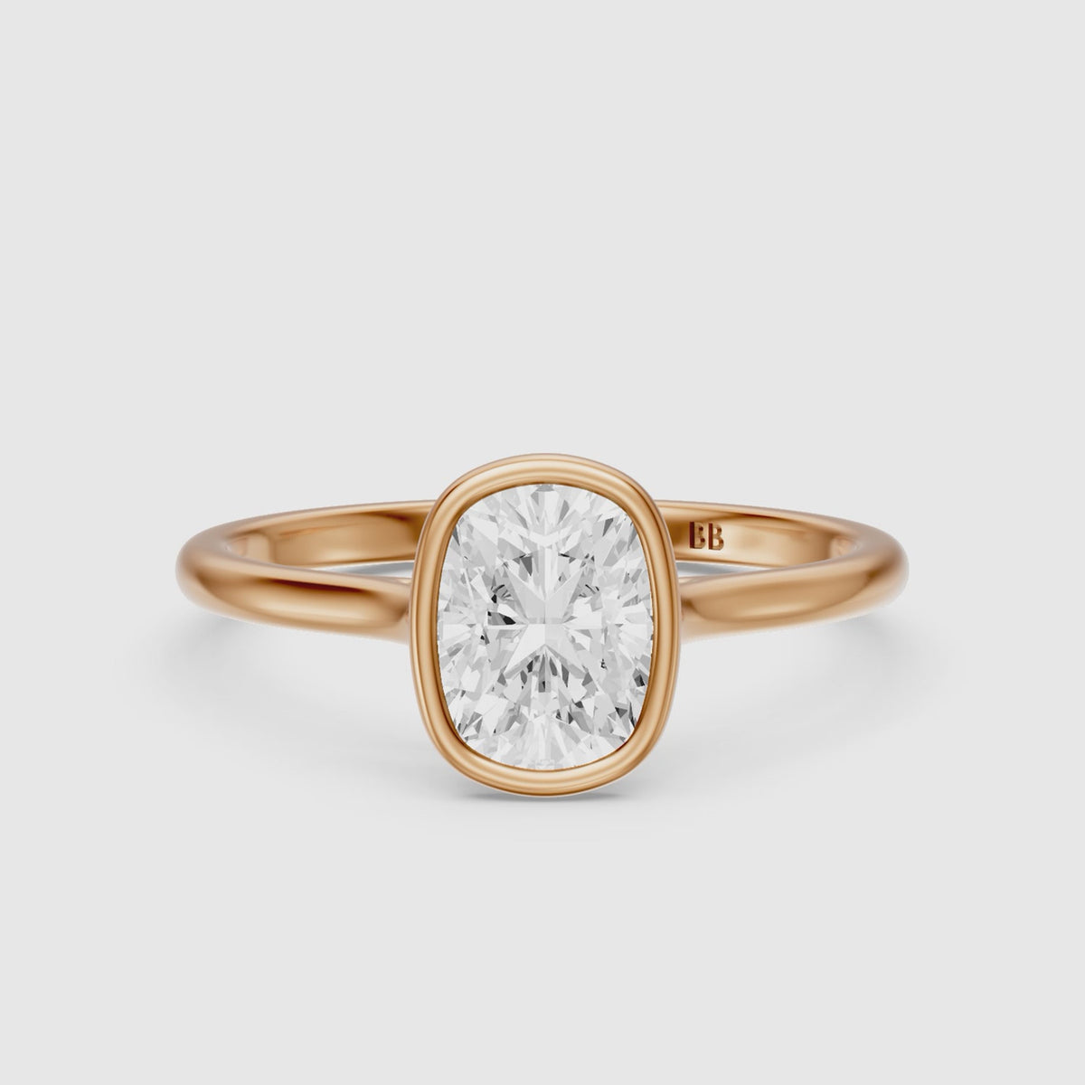 Load video: Alessandra elongated cushion cut Lab Grown Diamond Bezel Engagement Ring