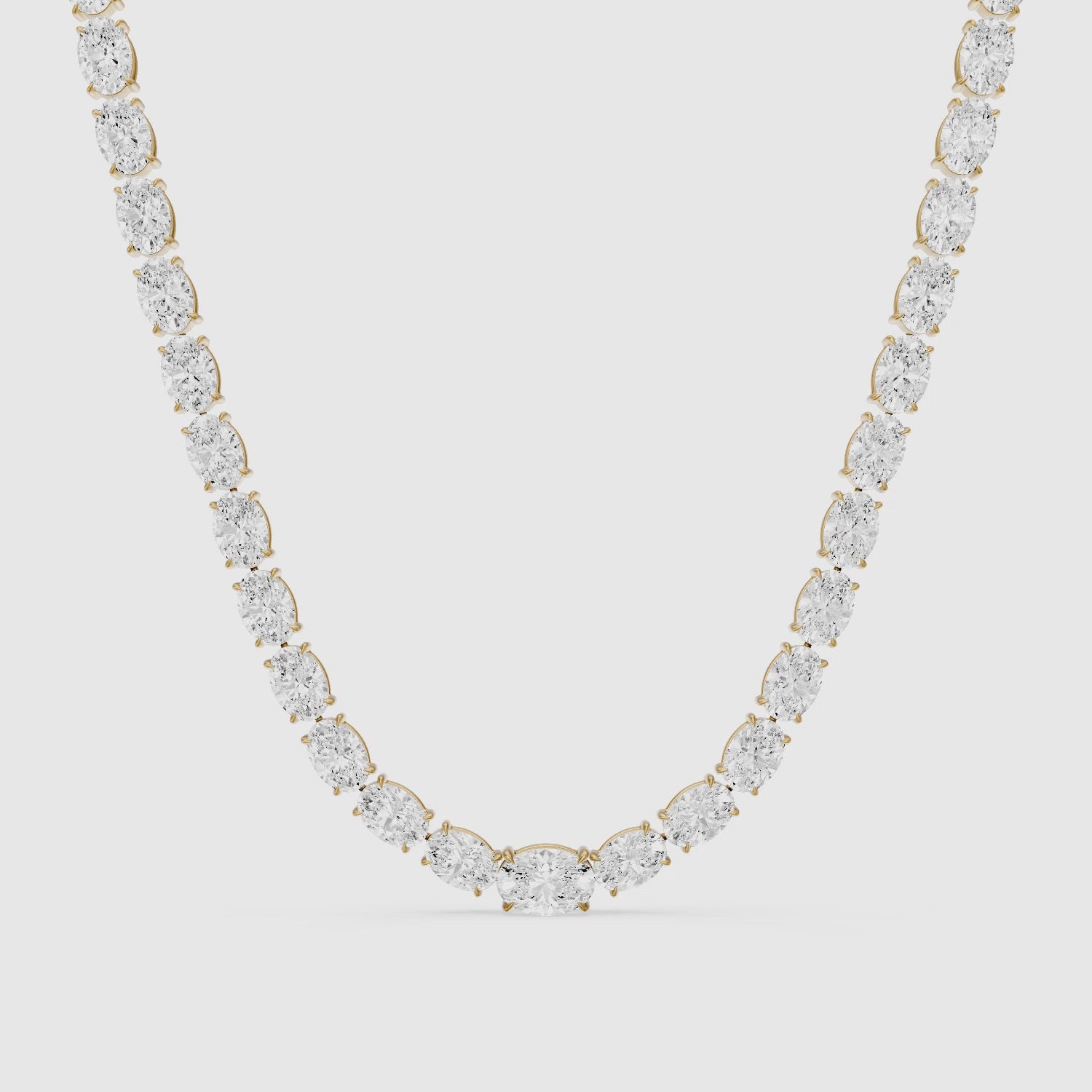 Load video: Magnolia Oval Cut Lab Grown Diamond Four Prong Tennis Necklace