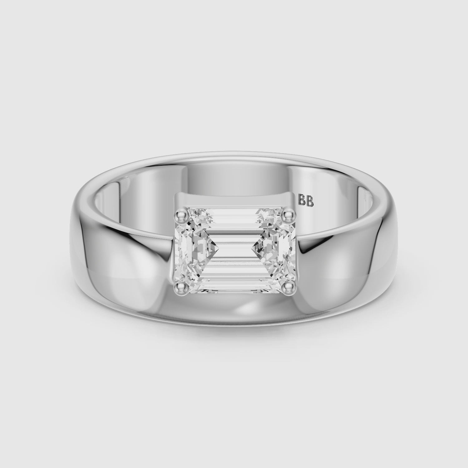 Load video: Zofia Asscher Cut Lab Diamond Solitaire Prong Set Cigar Band