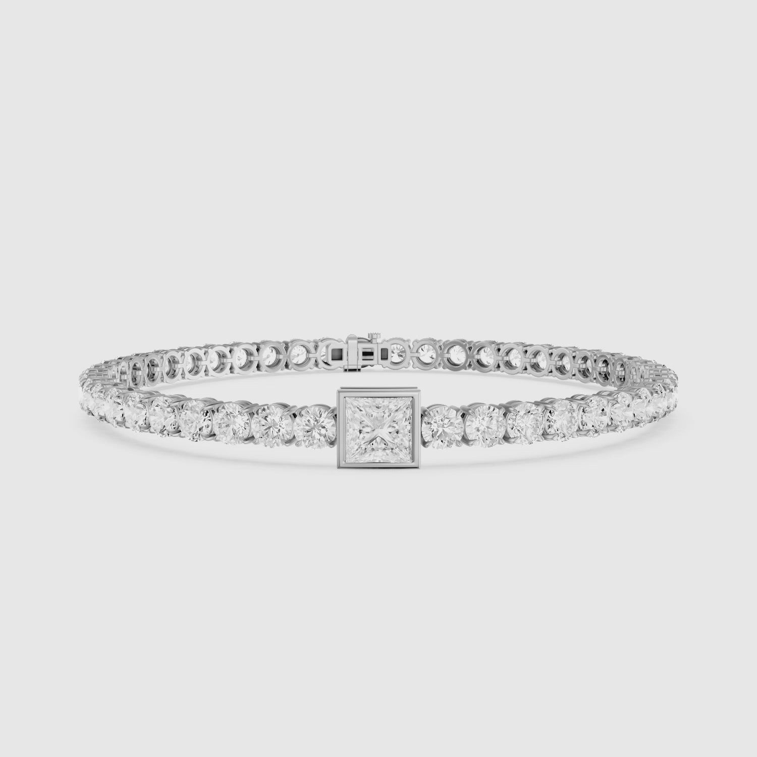 Load video: Corrine Princess Cut Lab Grown Diamond Single Station Tennis Bracelet