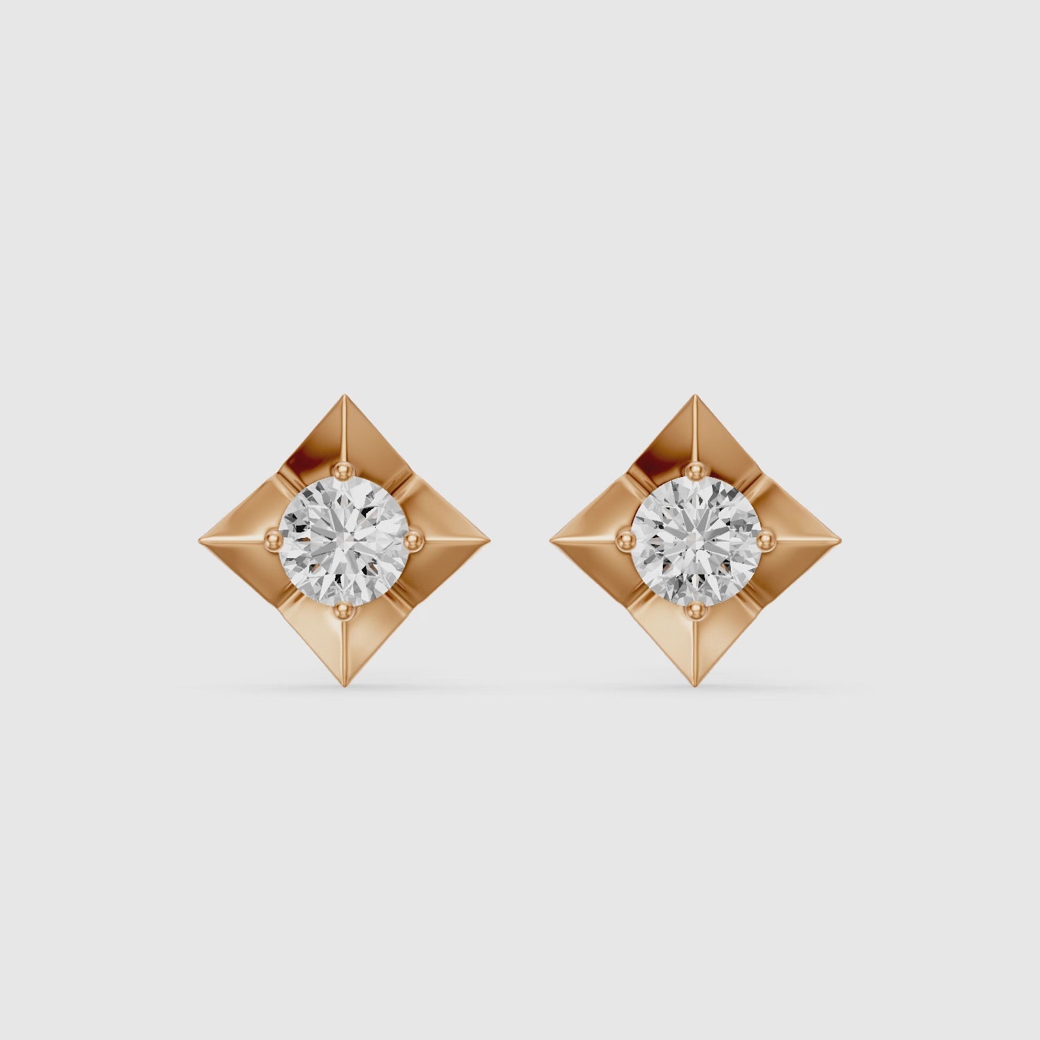 Load video: Xanthe Round Lab Grown Diamond Four Prong Solitaire Stud Earrings