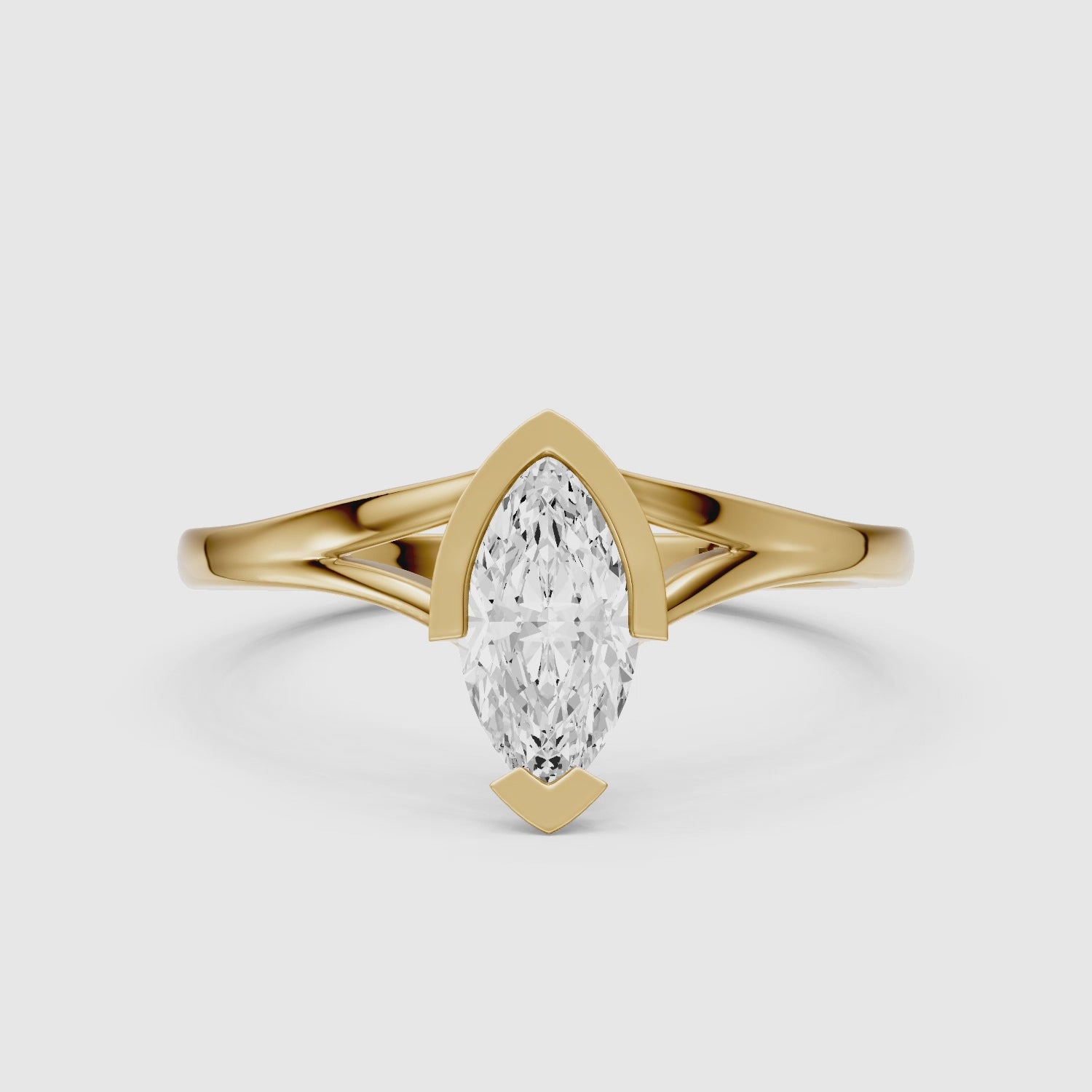 Load video: Sydney Marquise Lab Grown Diamond Half Bezel Split Shank Ring