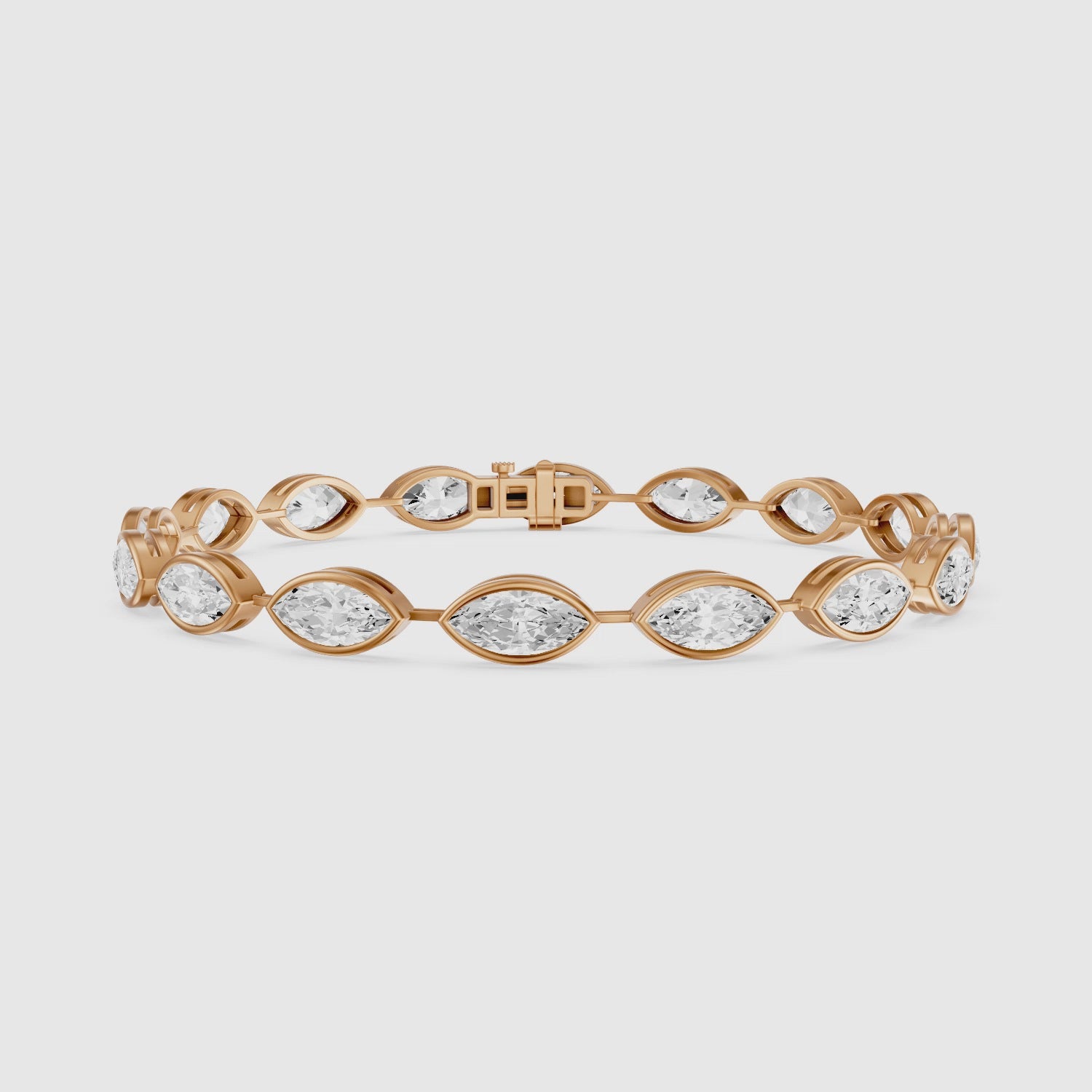 Load video: Alinn Marquise Cut Lab Grown Diamond  Bezel Set Tennis Bracelet