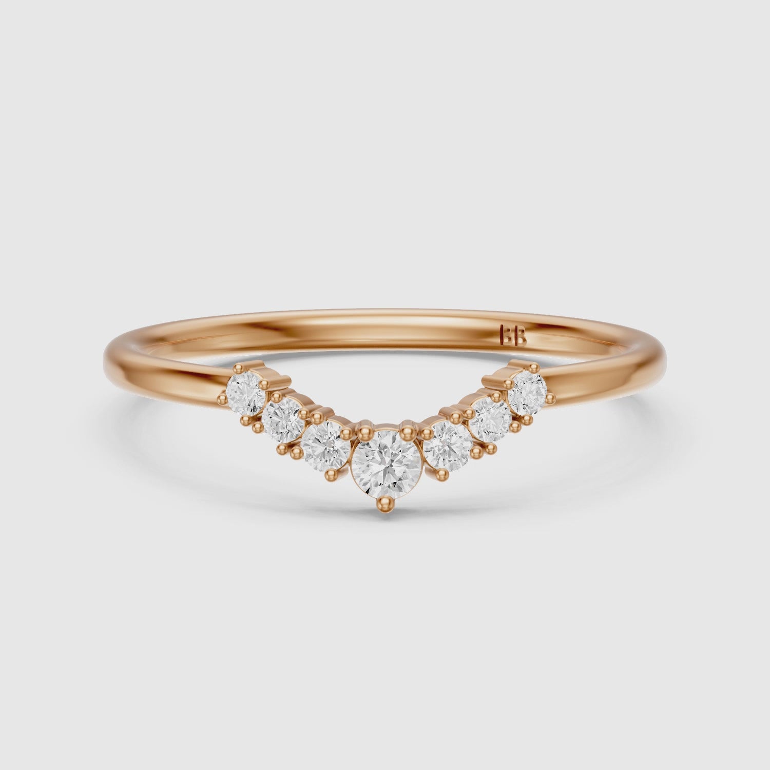 Load video: Nicki Round Lab Diamond V Shape Curved Wedding Band