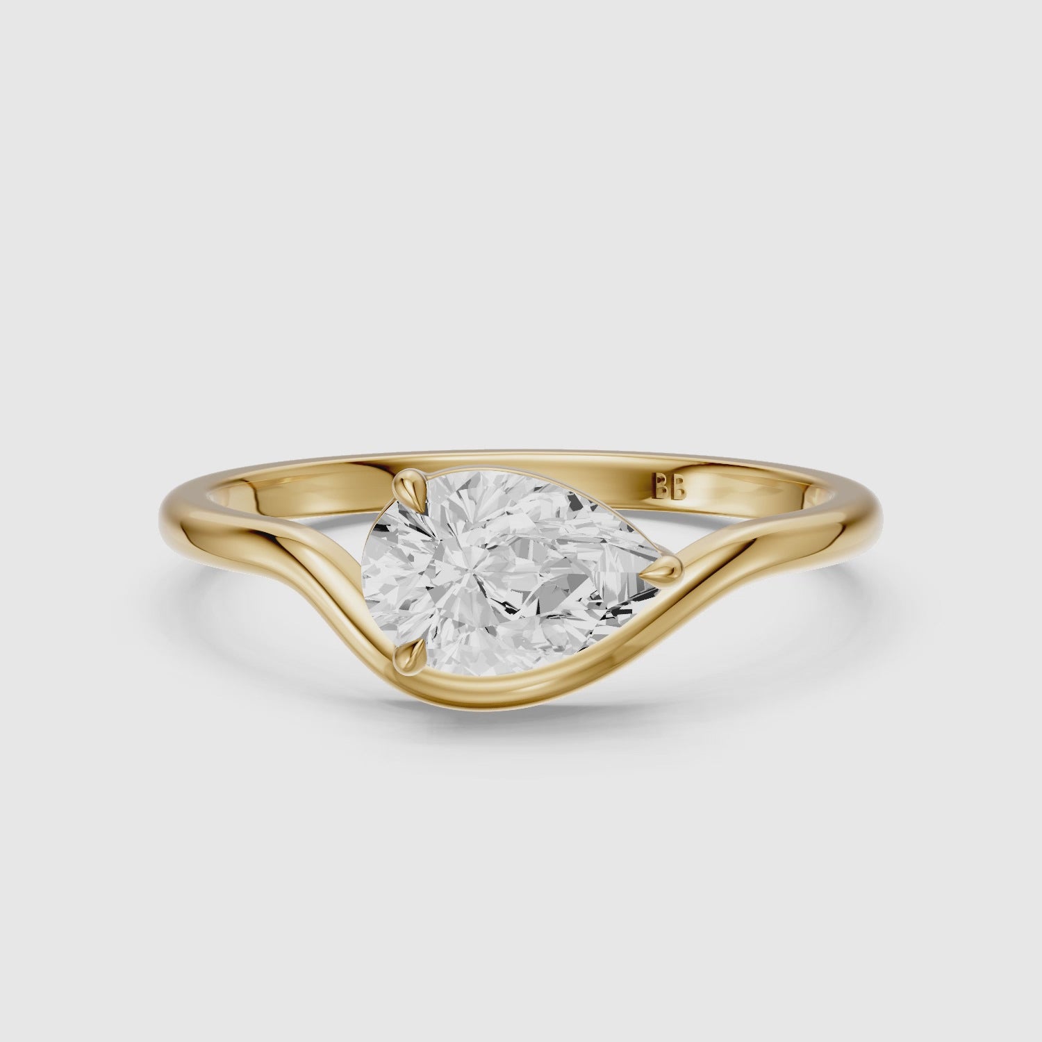 Load video: Kamila Pear Cut East West Lab Grown Diamond Ring