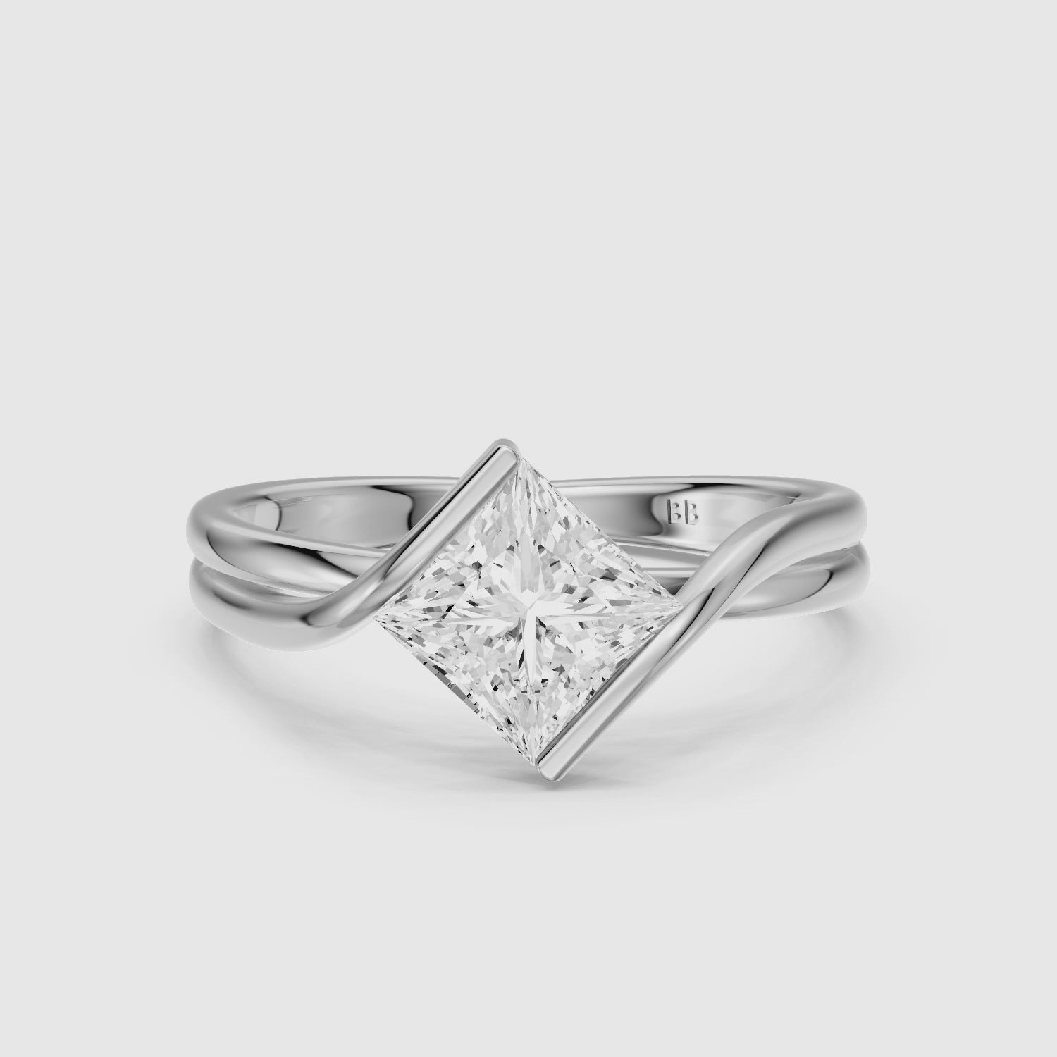 Load video: Leia Princess Cut Lab Grown Diamond East West Twist Ring