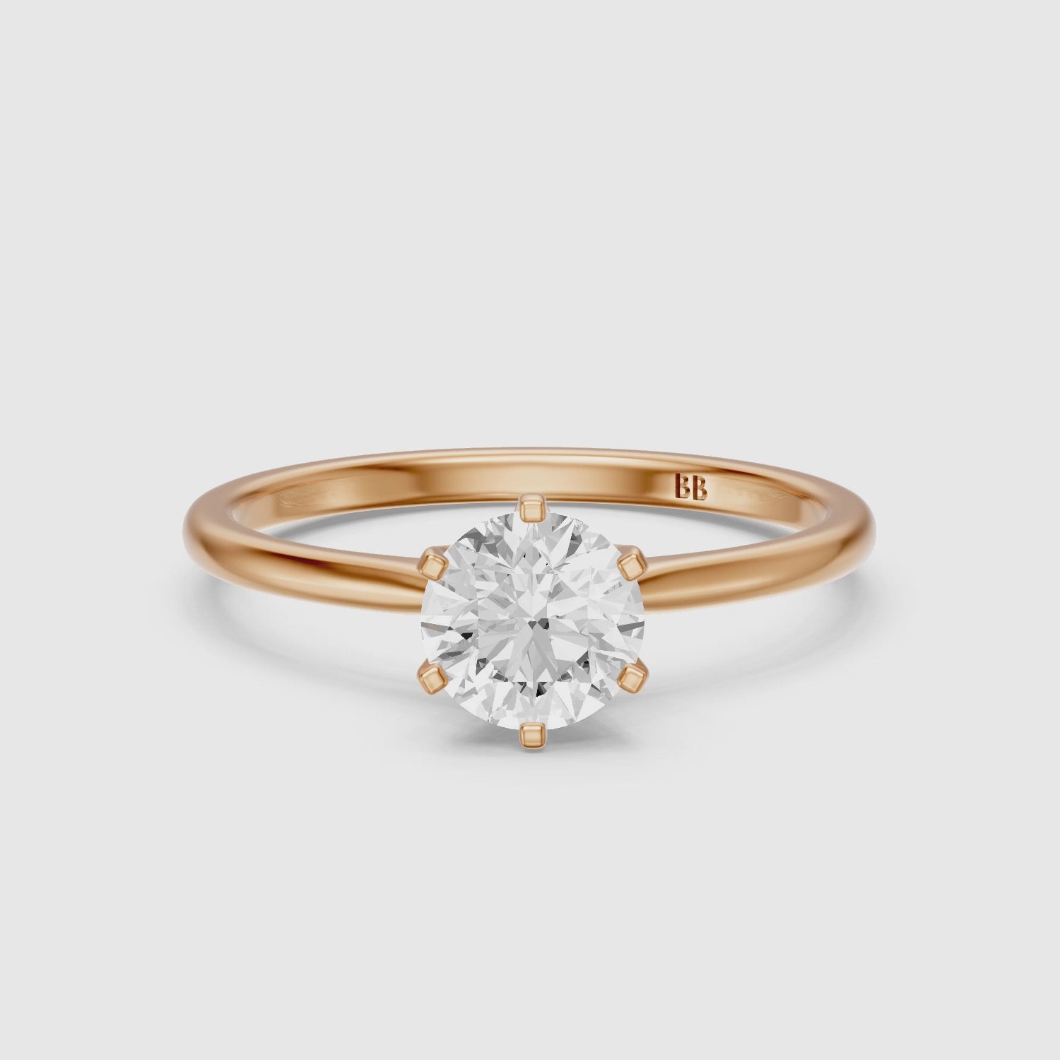 Load video: Kairah 6 Prong Round Cut Solitaire Lab Grown Diamond Ring