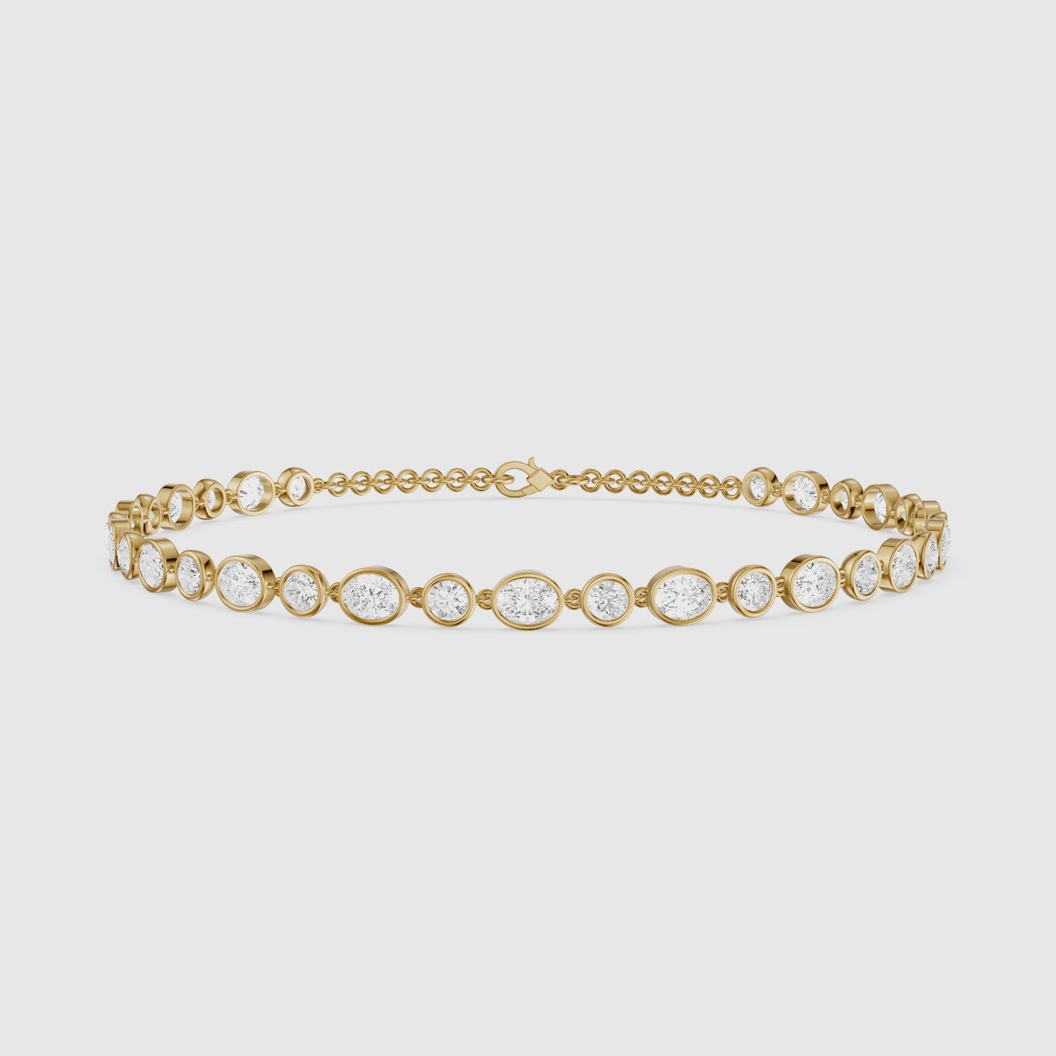 Load video: Mabel Alternating Oval and Round Lab Grown Diamond Bezel Set Tennis Bracelet