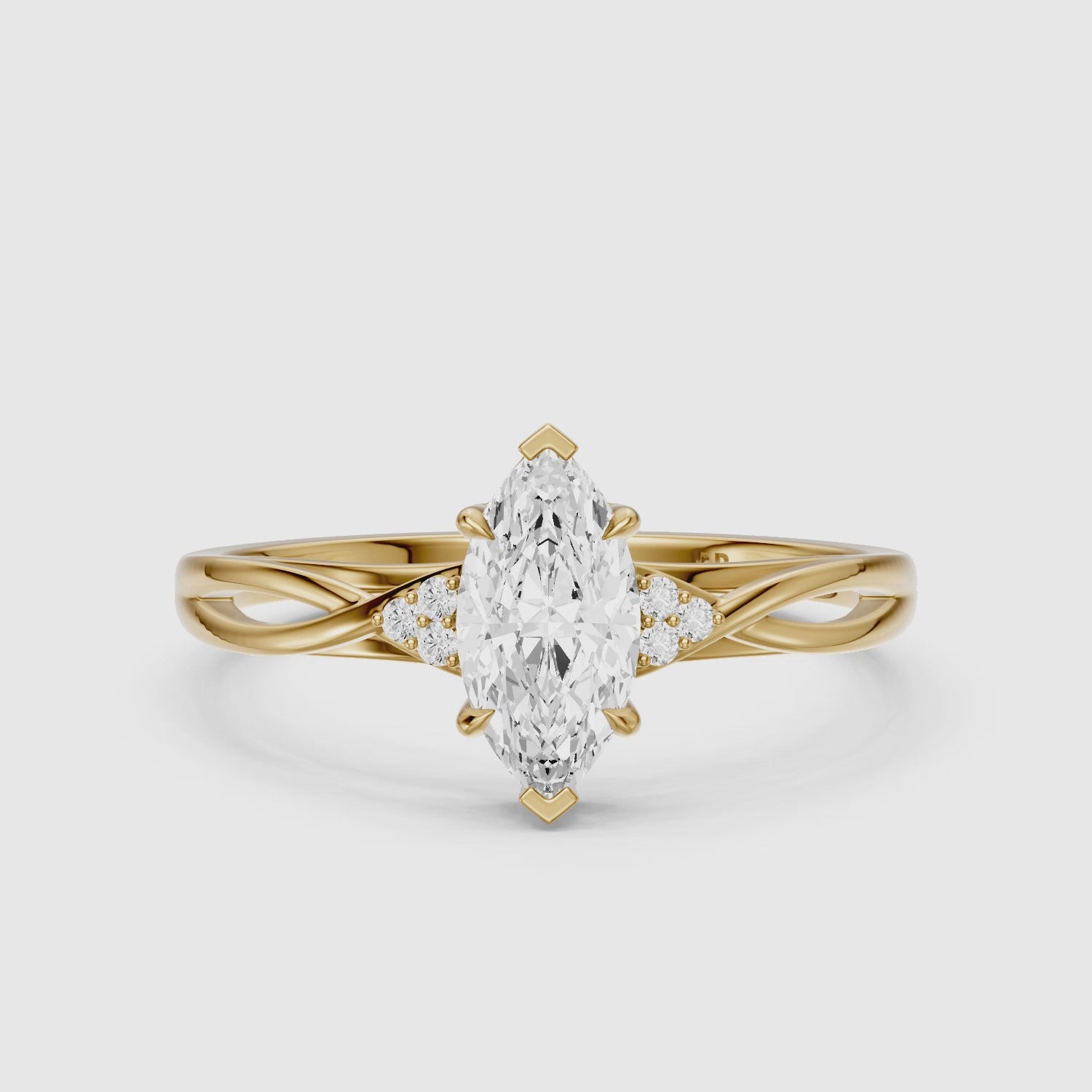 Load video: Lia Marquise Cut Twisted Band Moissanite Diamond Ring