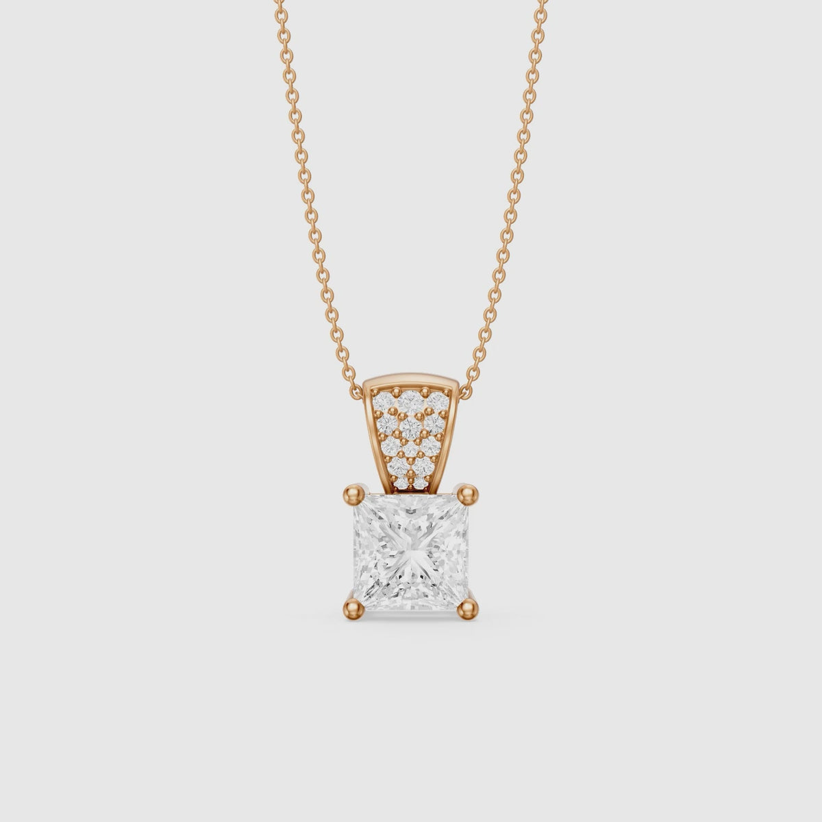 Load video: Briella Princess Cut Lab Grown Diamond Drop Pendant