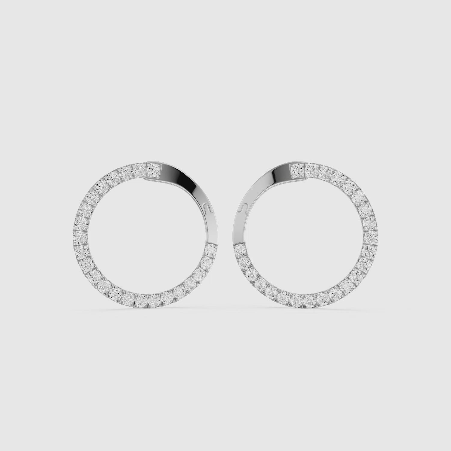Load video: Lieve Round Cut Lab Grown Diamond Flat Circle Hoop Earrings