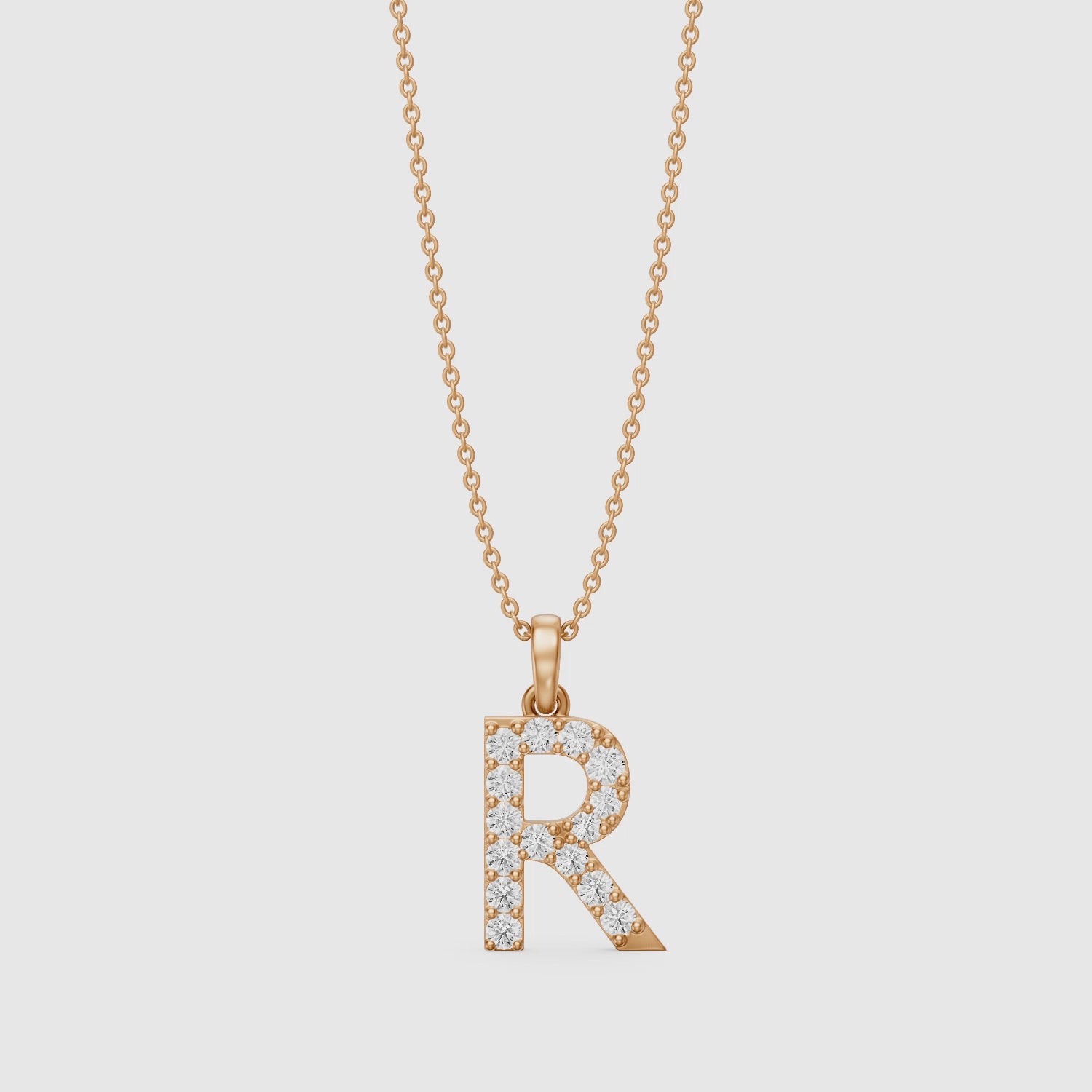 Load video: Lacey Lab Grown Diamond R Initial Pendant Necklace